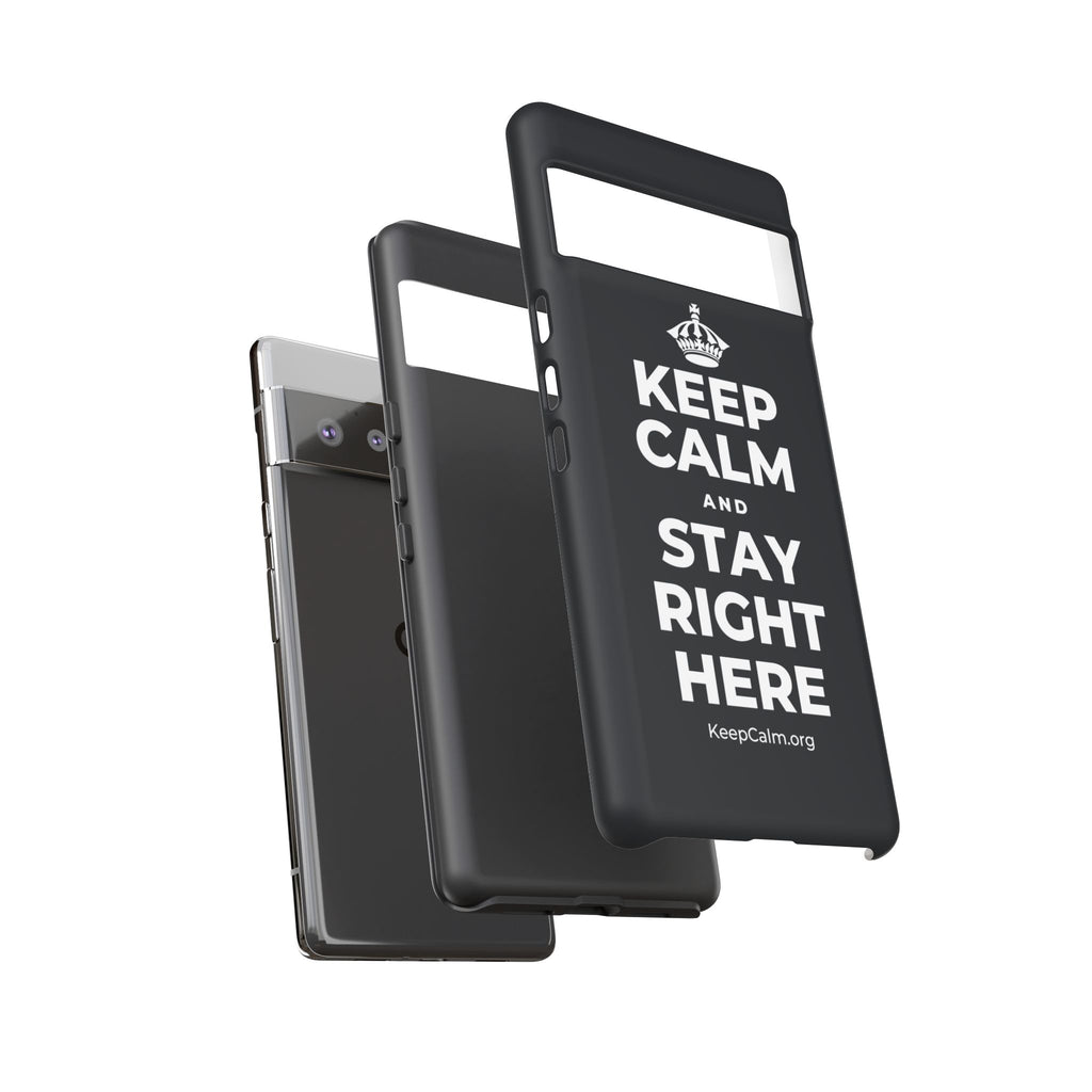 KEEP CALM AND STAY RIGHT HERE Phone Case (Dark)