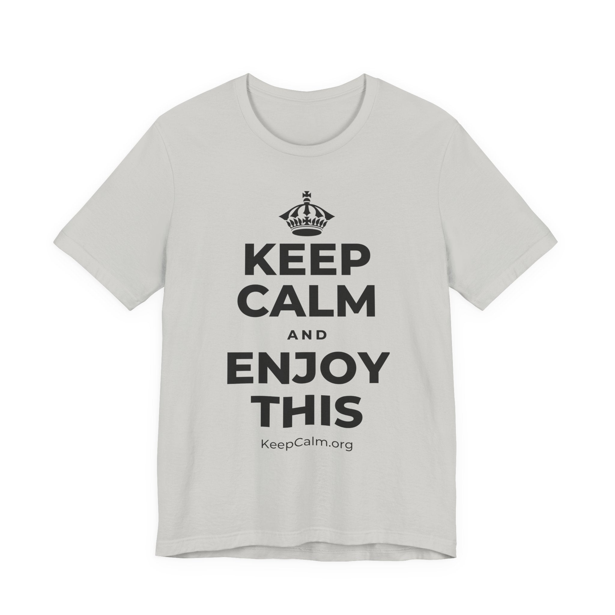KEEP CALM AND ENJOY THIS T-Shirt (Baby Blue–Silver)