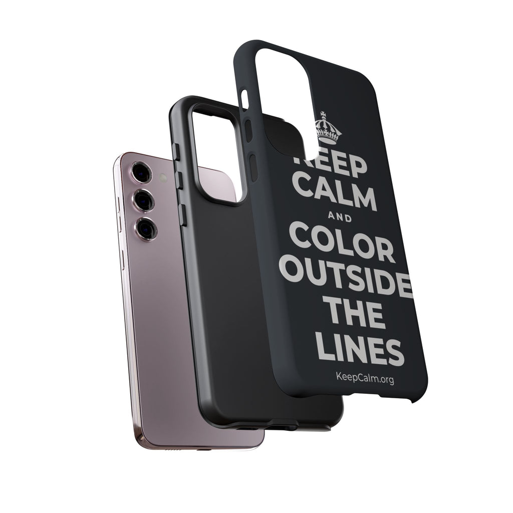 KEEP CALM AND COLOR OUTSIDE THE LINES Phone Case (Dark)