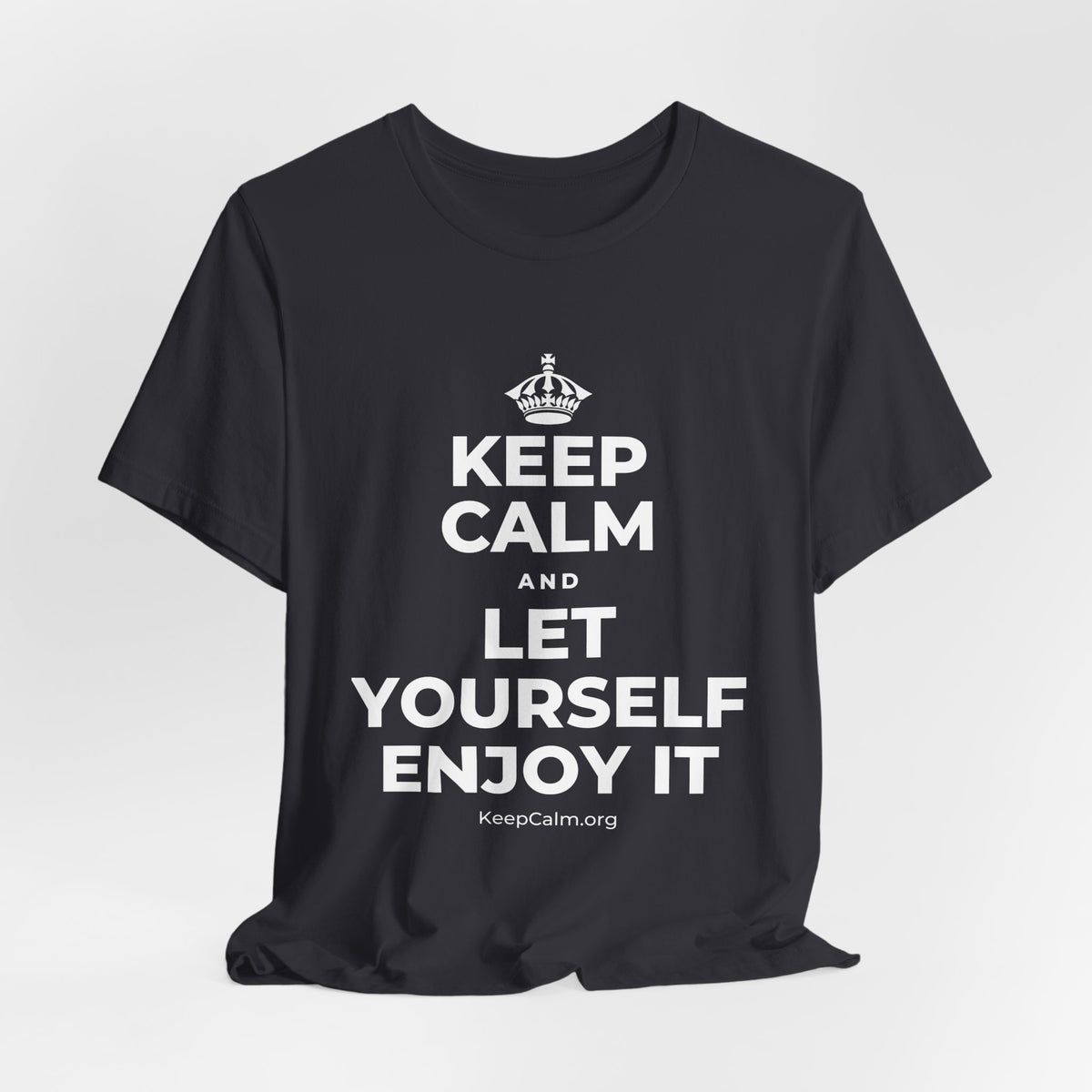 KEEP CALM AND LET YOURSELF ENJOY IT T-Shirt (Baby Blue–Silver)