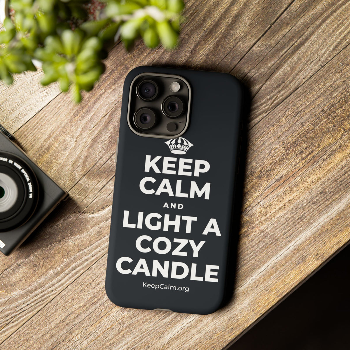 KEEP CALM AND LIGHT A COZY CANDLE Phone Case (Dark)