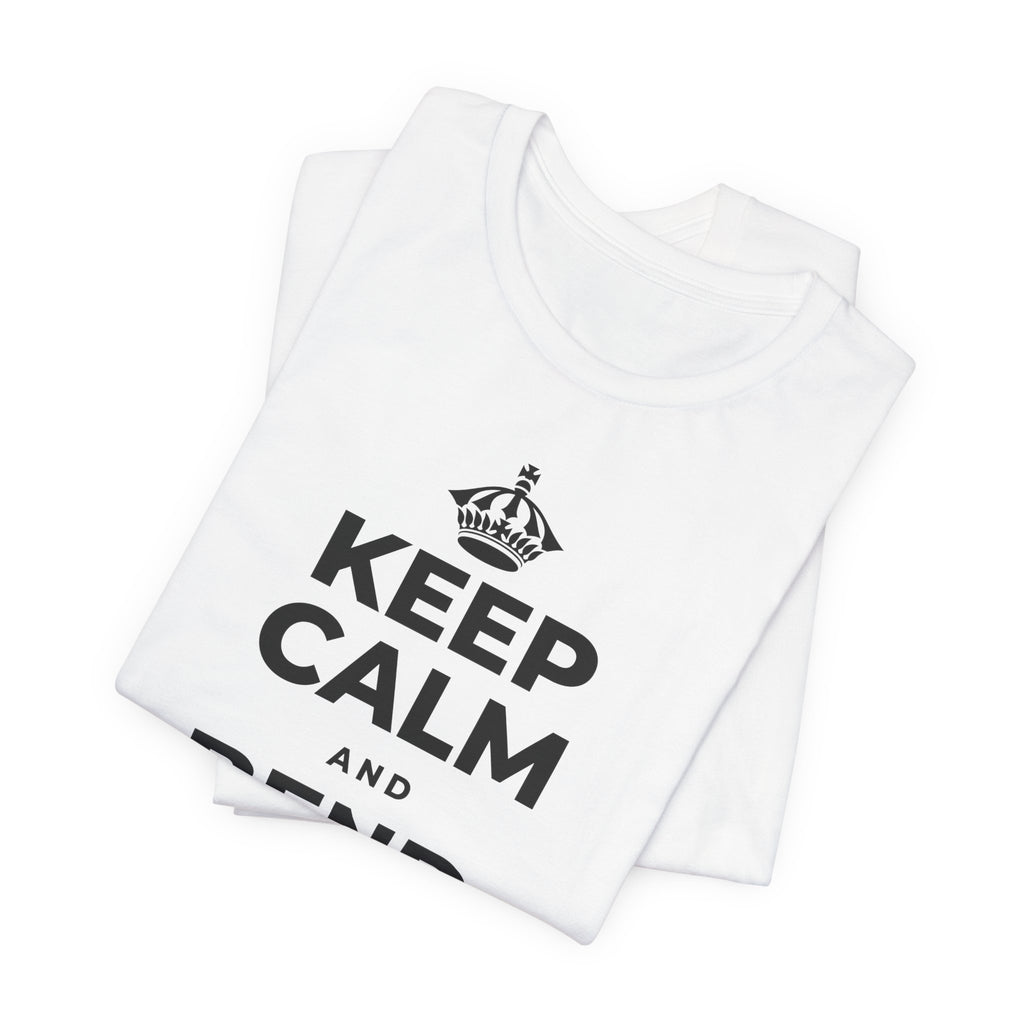 KEEP CALM AND BEND, DON'T BREAK T-Shirt (White–Asphalt)