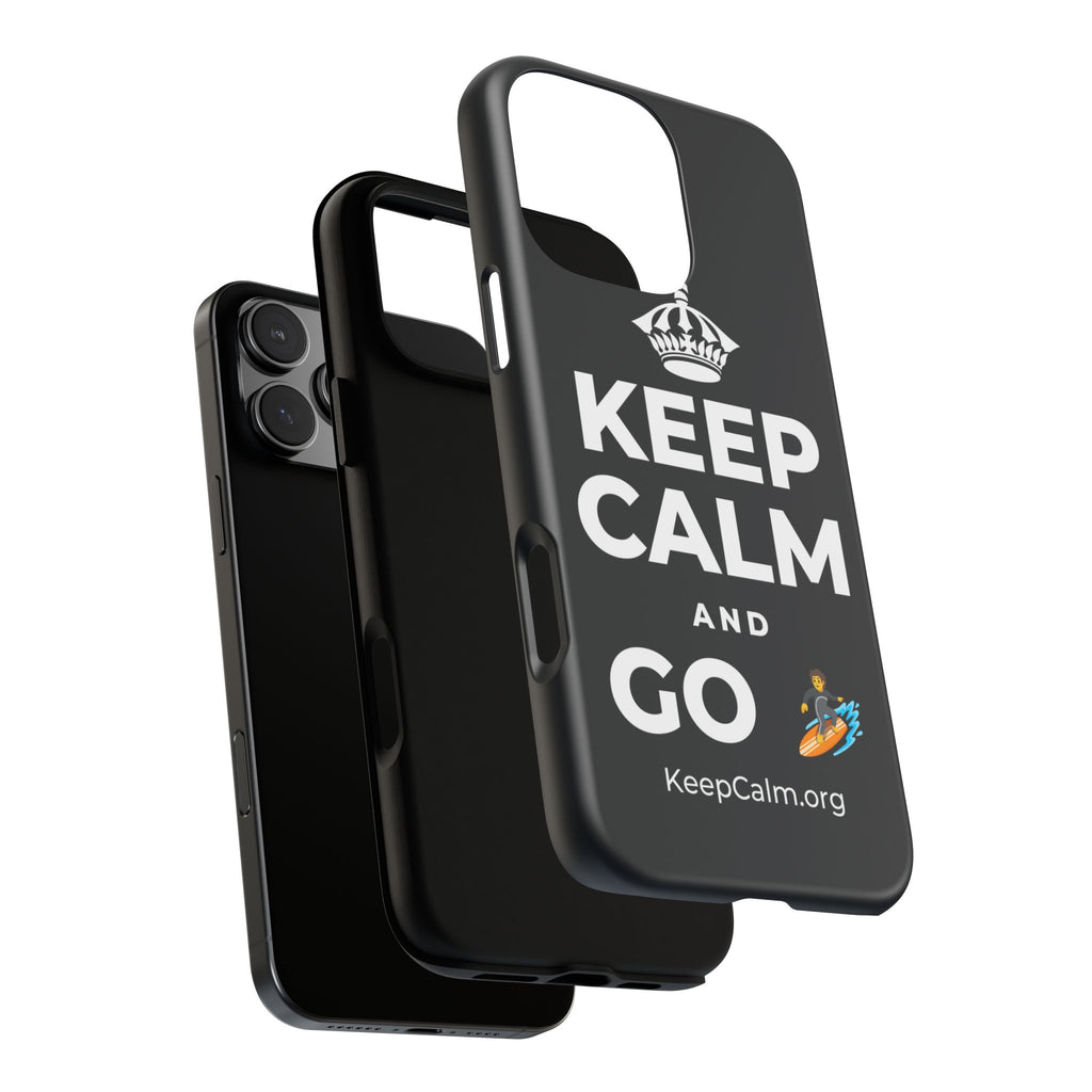 KEEP CALM AND GO 🏄 Phone Case (Dark)