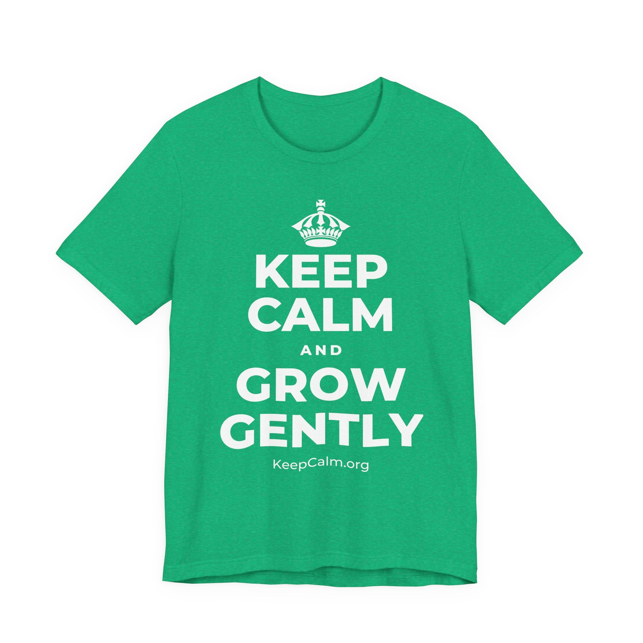 KEEP CALM AND GROW GENTLY T-Shirt (Baby Blue–Silver)