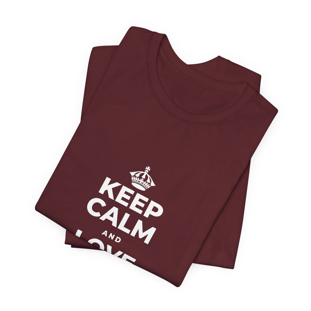 KEEP CALM AND LOVE WITHOUT POSSESSION T-Shirt (Baby Blue–Silver)
