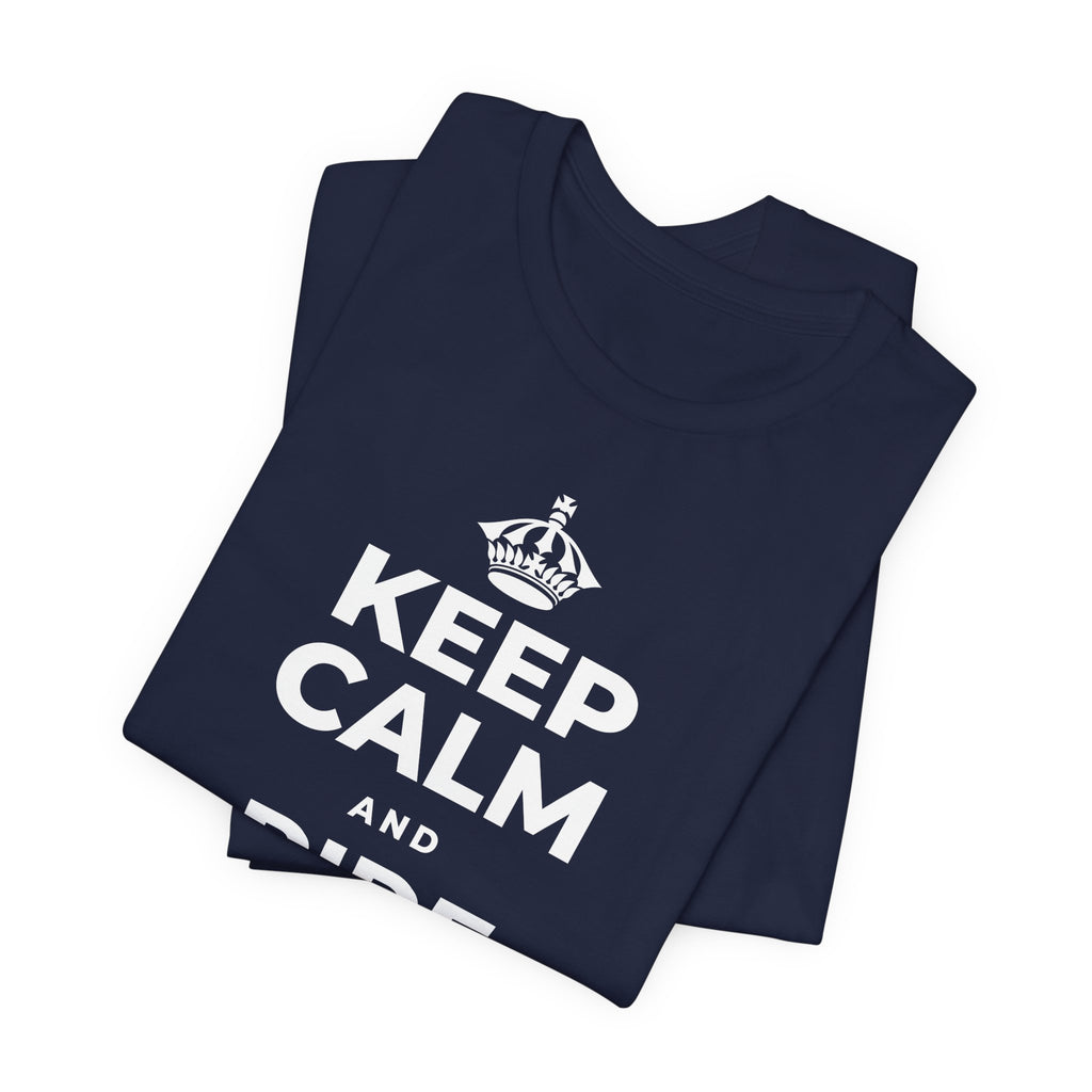 KEEP CALM AND RIDE THE WAVE T-Shirt (White–Asphalt)