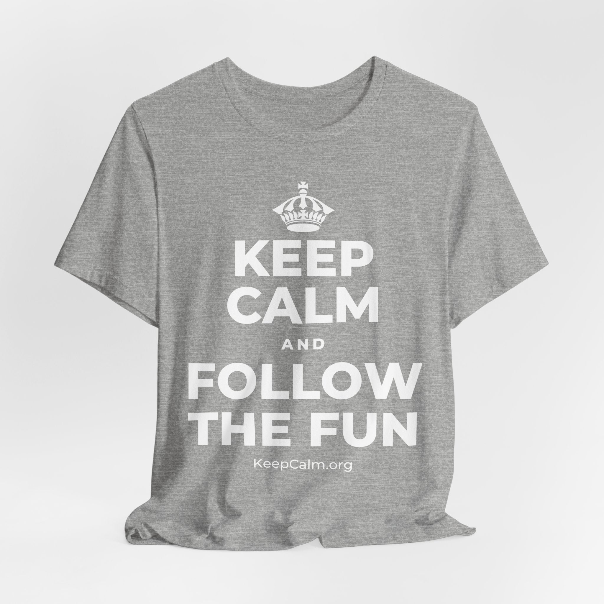 KEEP CALM AND FOLLOW THE FUN T-Shirt (White–Asphalt)
