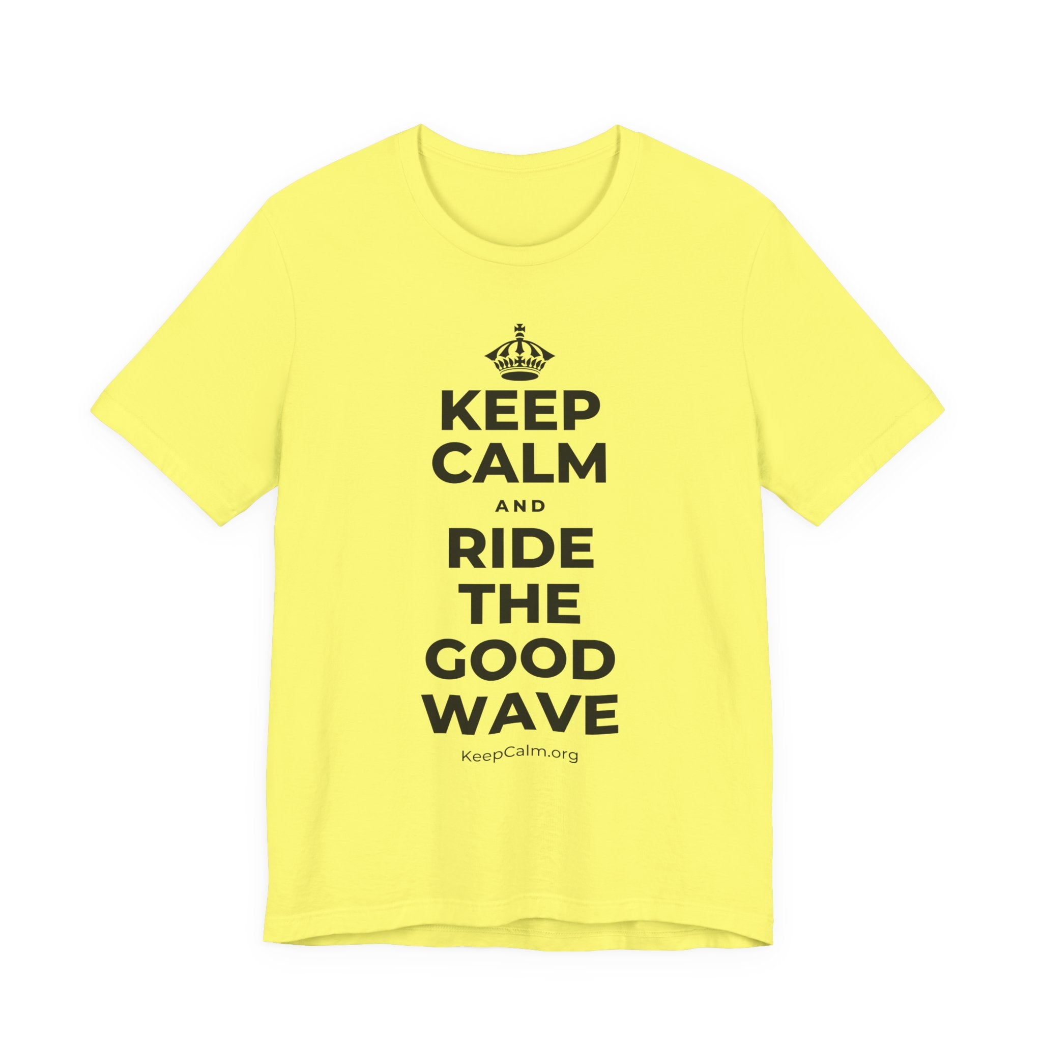 KEEP CALM AND RIDE THE GOOD WAVE T-Shirt (Soft Cream–Heather Mauve)