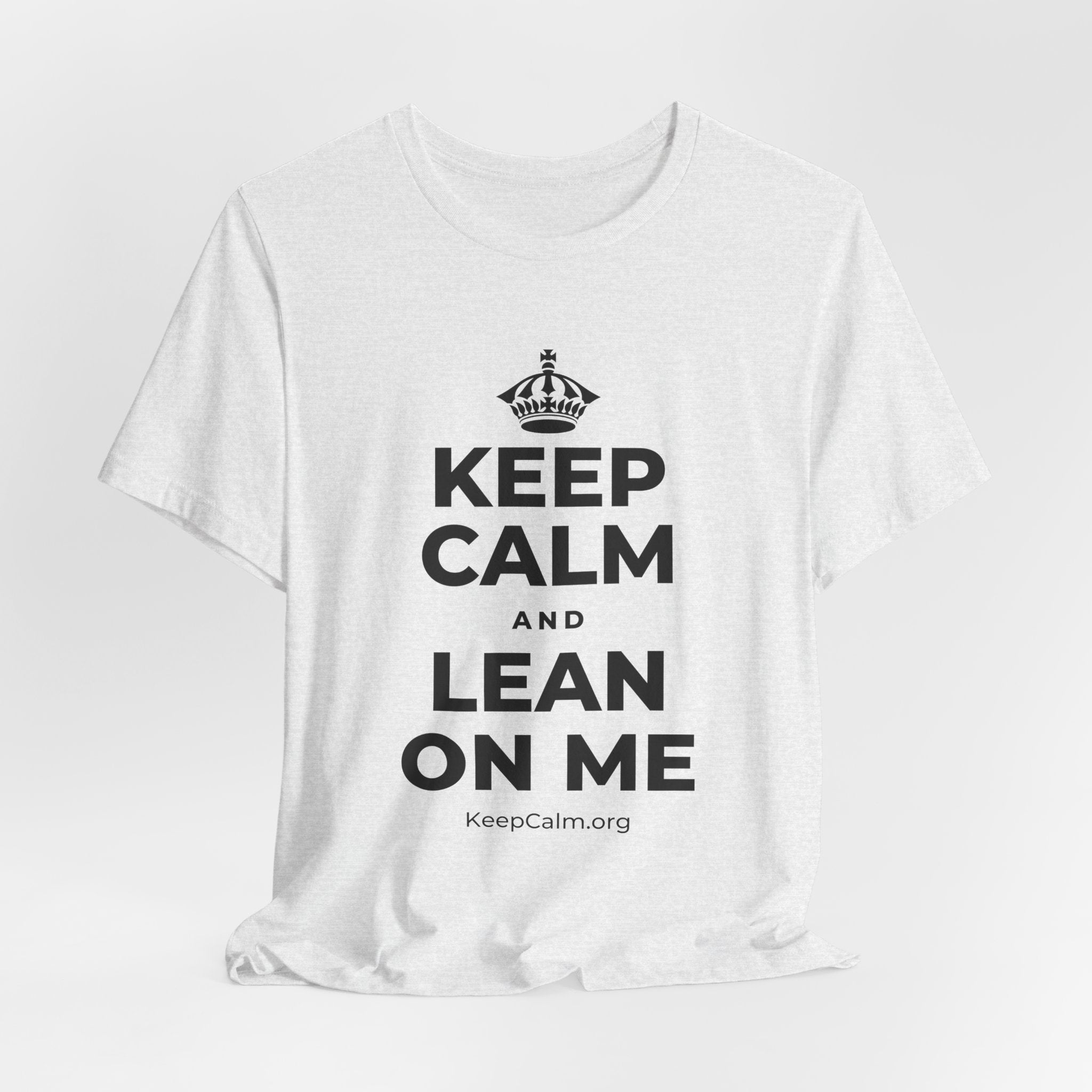 KEEP CALM AND LEAN ON ME T-Shirt (Soft Cream–Heather Mauve)