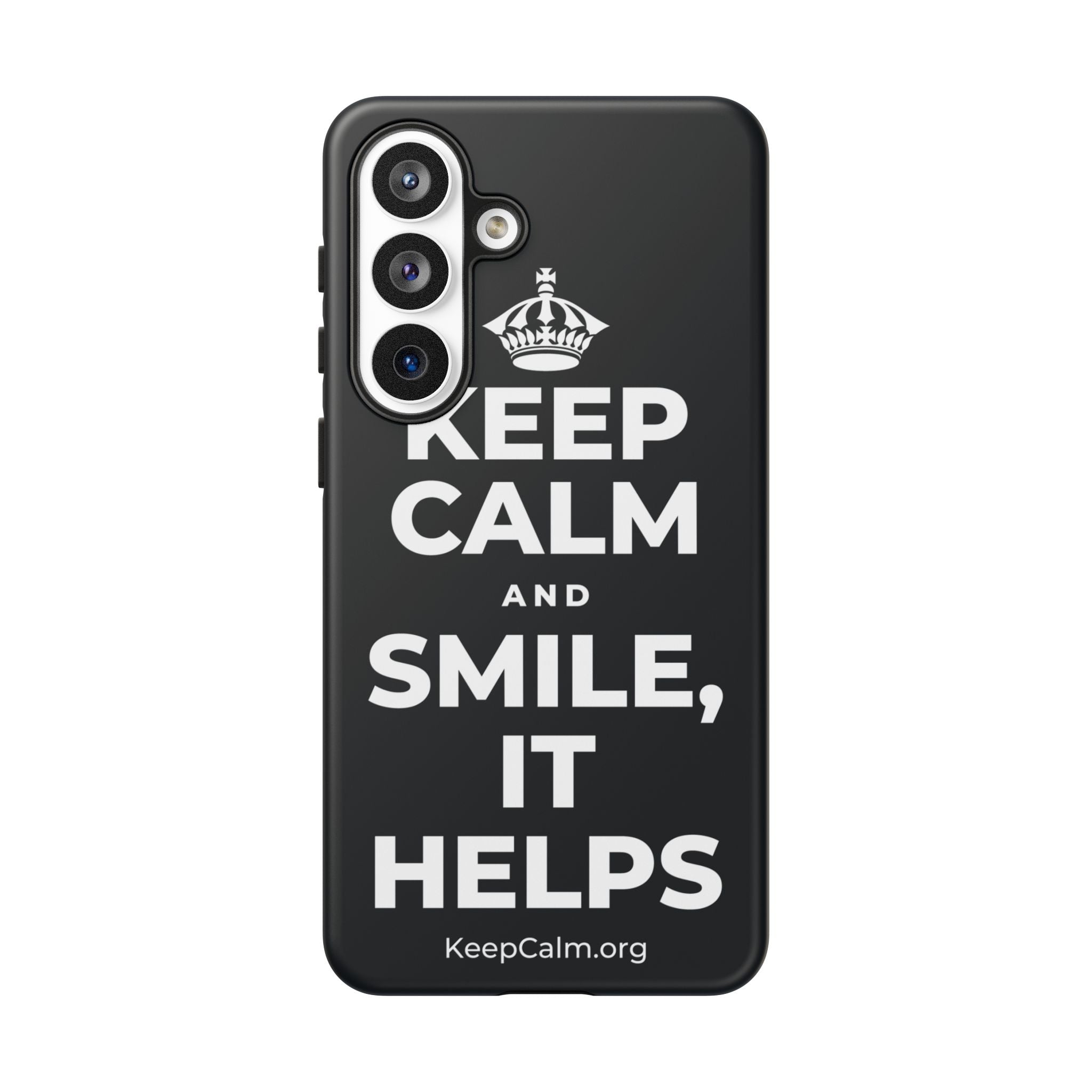 KEEP CALM AND SMILE, IT HELPS Phone Case (Dark)