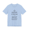 KEEP CALM AND REST EASY T-Shirt (Baby Blue–Silver)