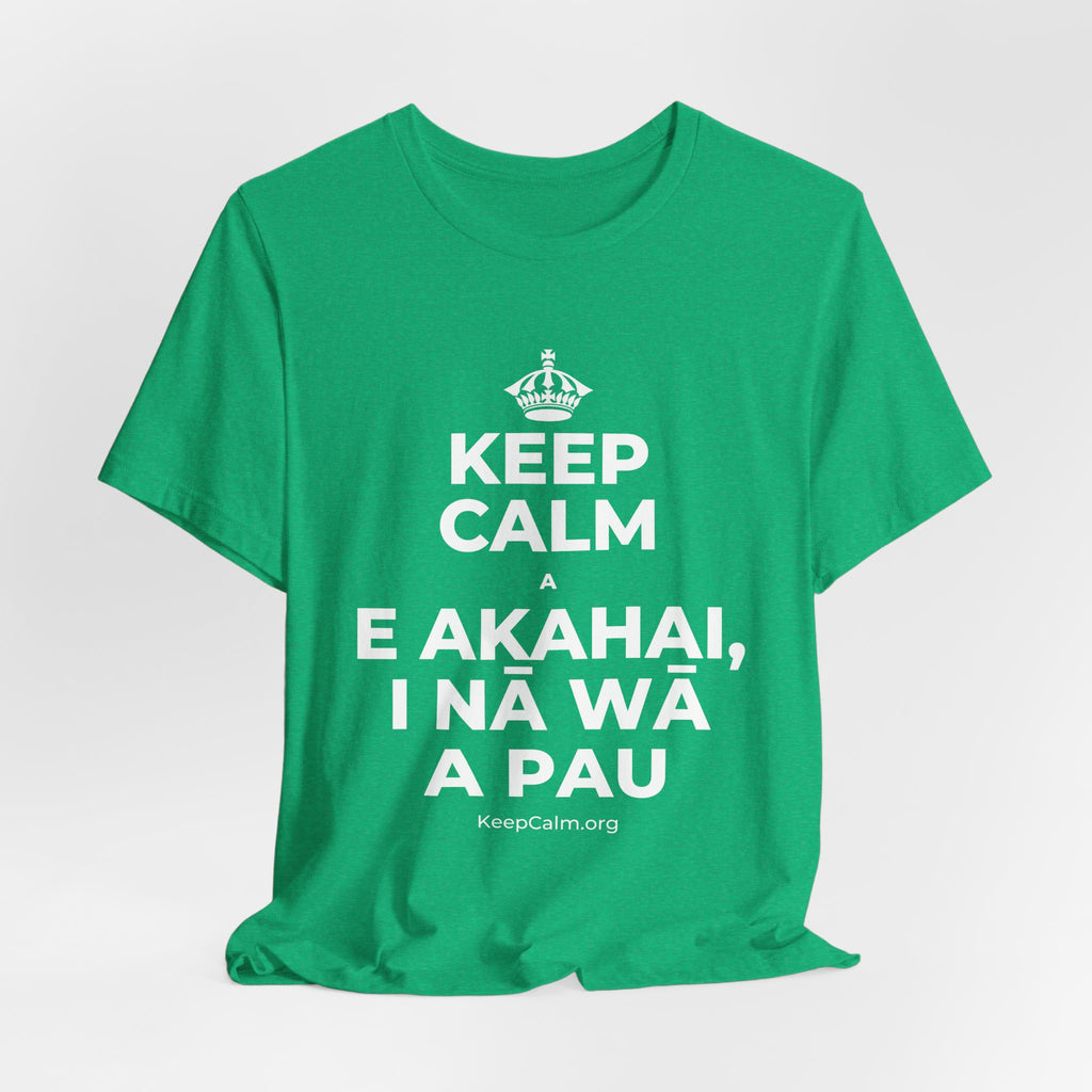 KEEP CALM A E AKAHAI, I NĀ WĀ A PAU T-Shirt (Baby Blue–Silver)