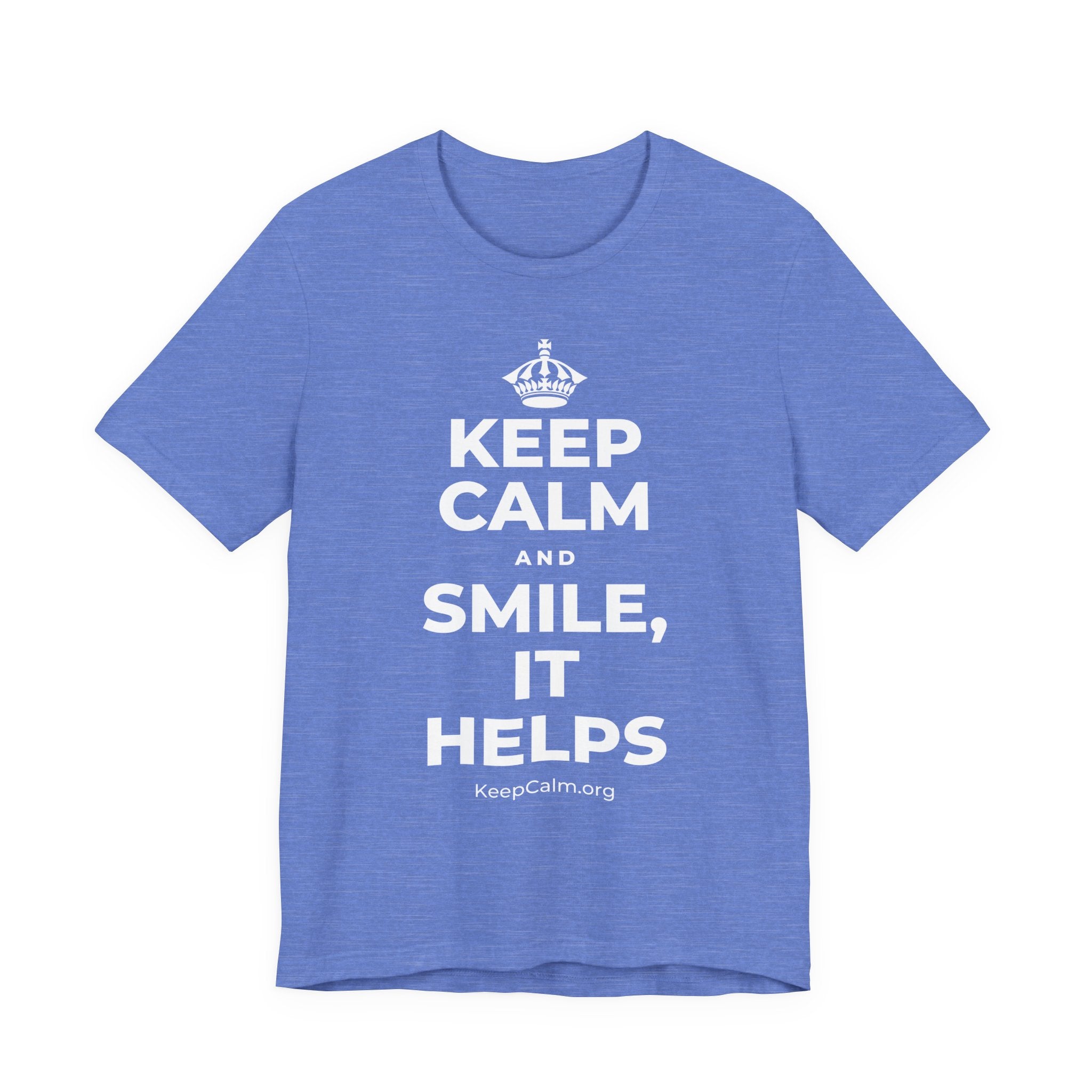 KEEP CALM AND SMILE, IT HELPS T-Shirt (Soft Cream–Heather Mauve)