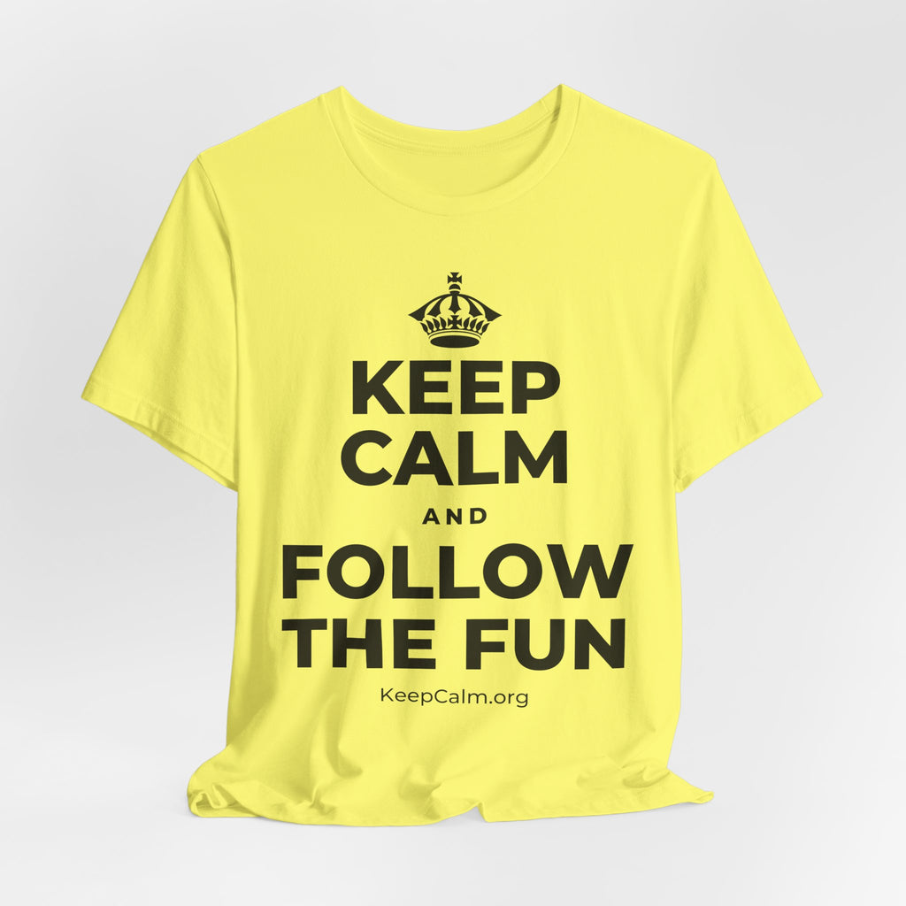 KEEP CALM AND FOLLOW THE FUN T-Shirt (Soft Cream–Heather Mauve)