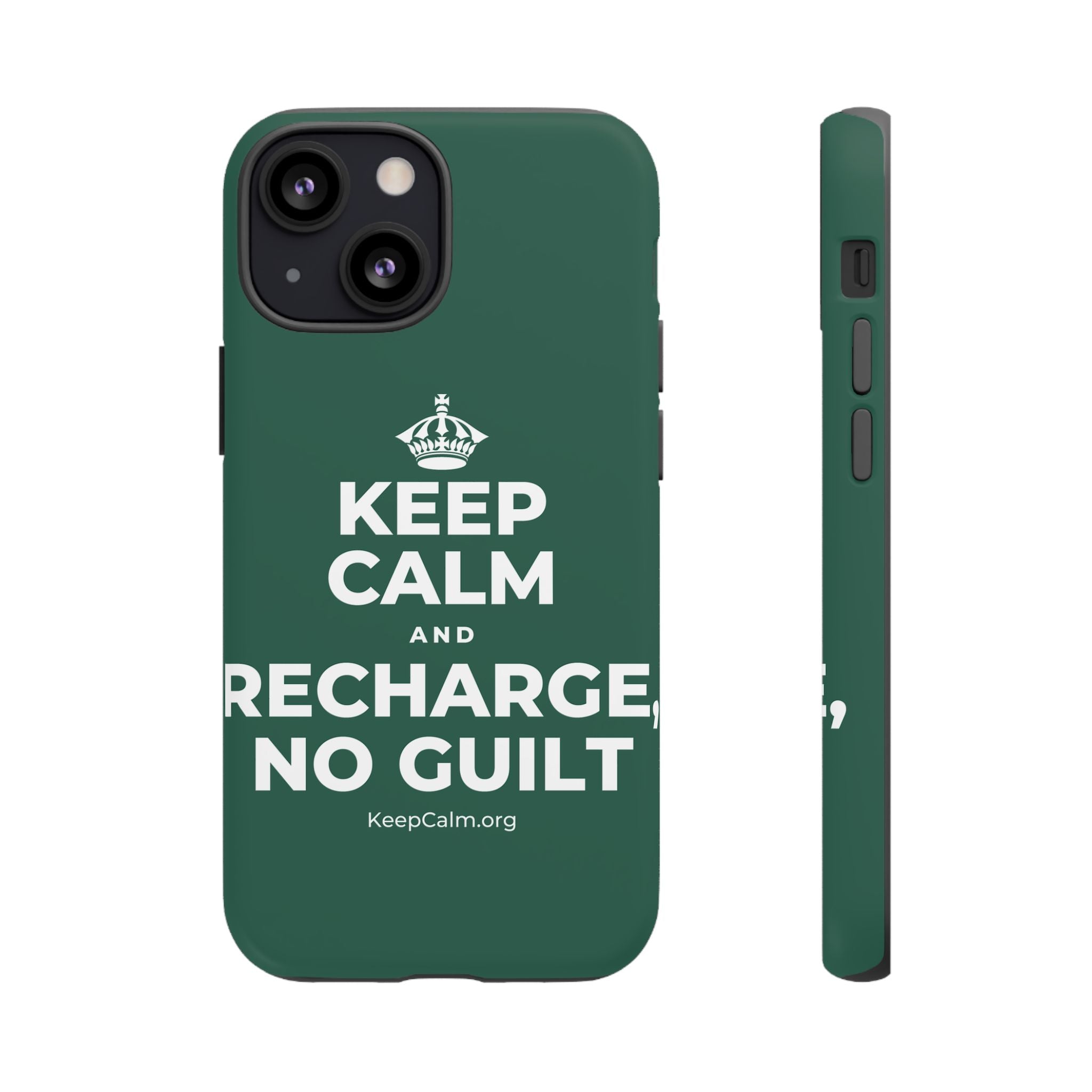 KEEP CALM AND RECHARGE, NO GUILT Phone Case