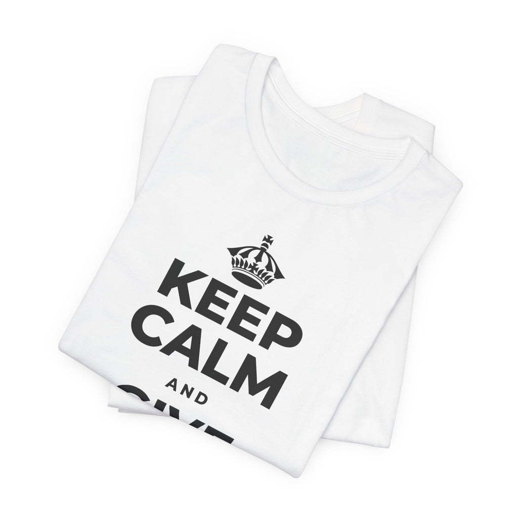 KEEP CALM AND GIVE THANKS DAILY T-Shirt (White–Asphalt)