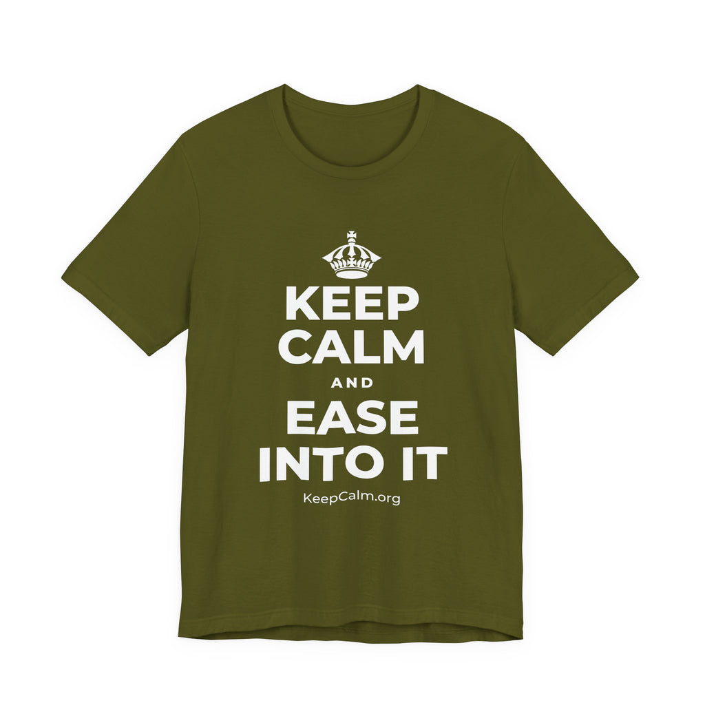 KEEP CALM AND EASE INTO IT T-Shirt (Baby Blue–Silver)