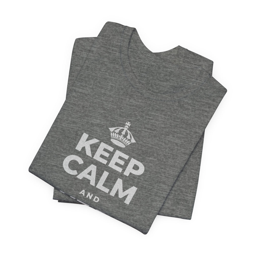 KEEP CALM AND TAKE THE HOUR T-Shirt (Baby Blue–Silver)