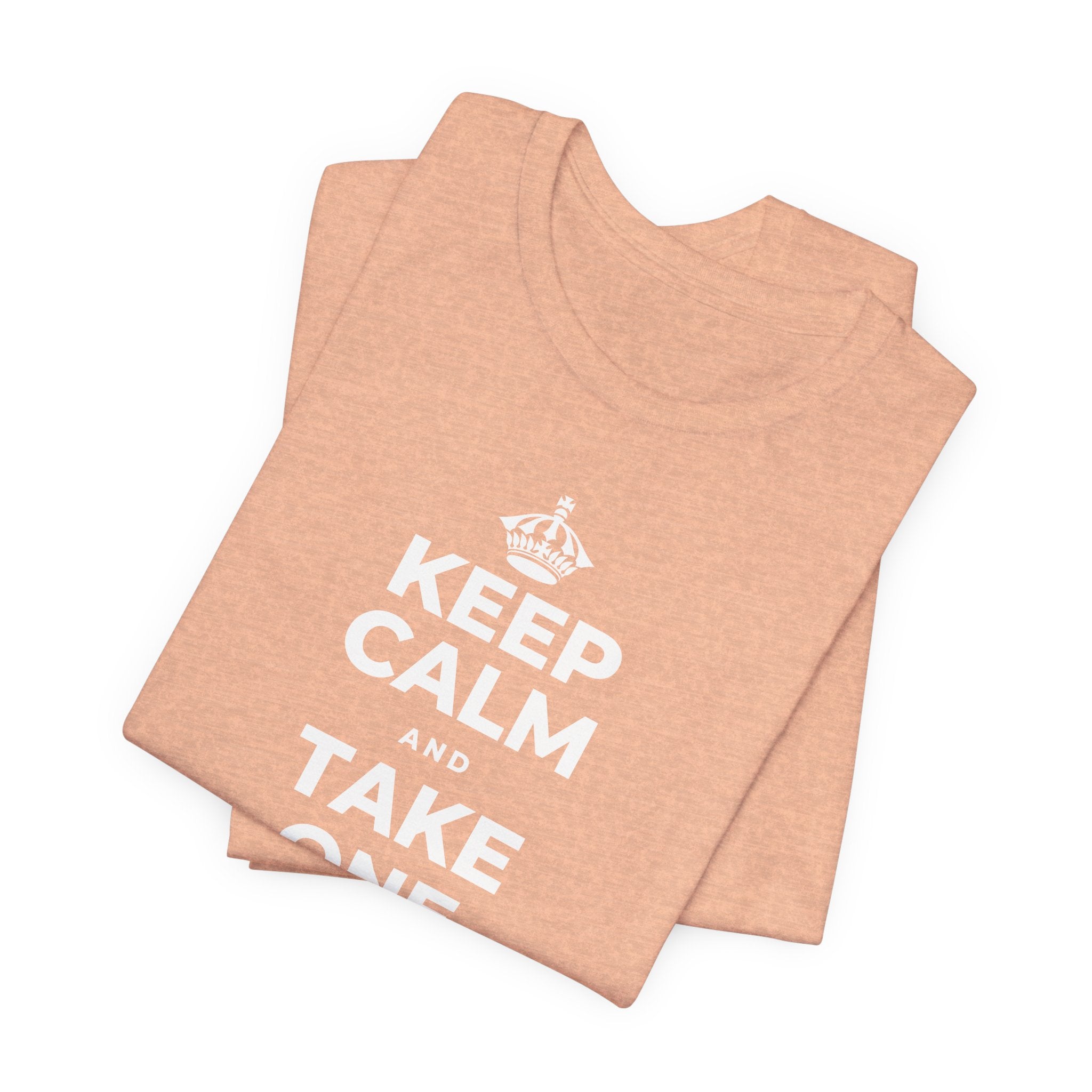 KEEP CALM AND TAKE ONE BREATH AT A TIME T-Shirt (Soft Cream–Heather Mauve)