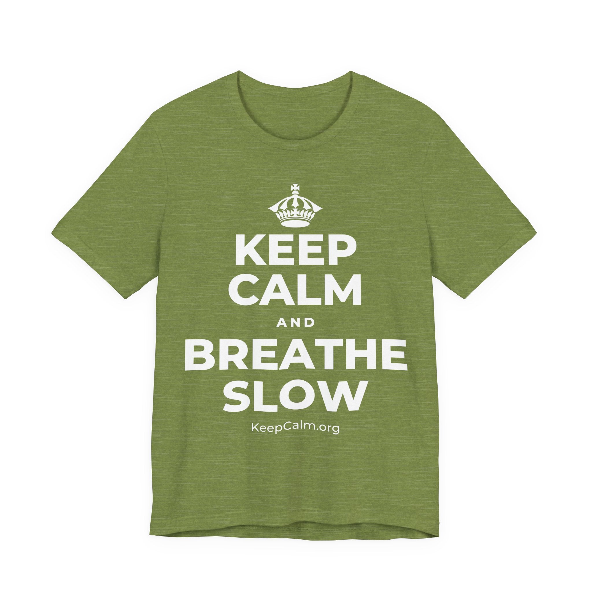 KEEP CALM AND BREATHE SLOW T-Shirt (Baby Blue–Silver)