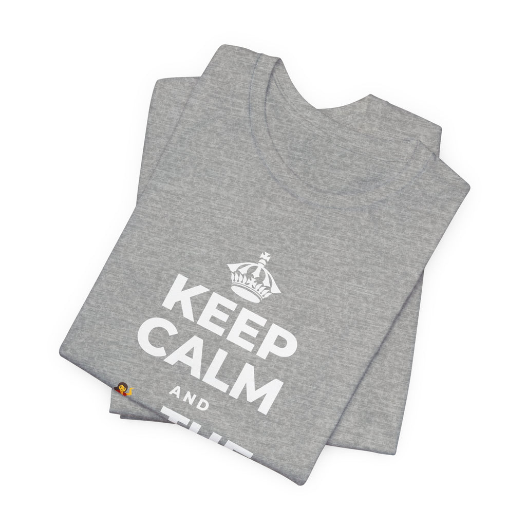 KEEP CALM AND 💃 THE NIGHT AWAY T-Shirt (White–Asphalt)