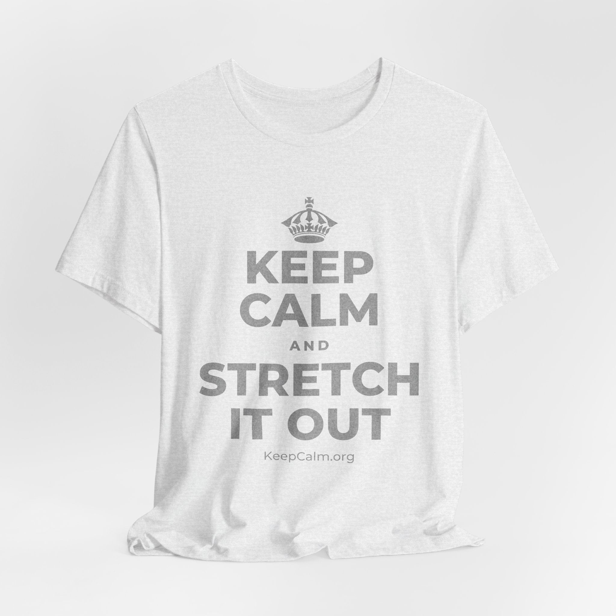 KEEP CALM AND STRETCH IT OUT T-Shirt (Soft Cream–Heather Mauve)