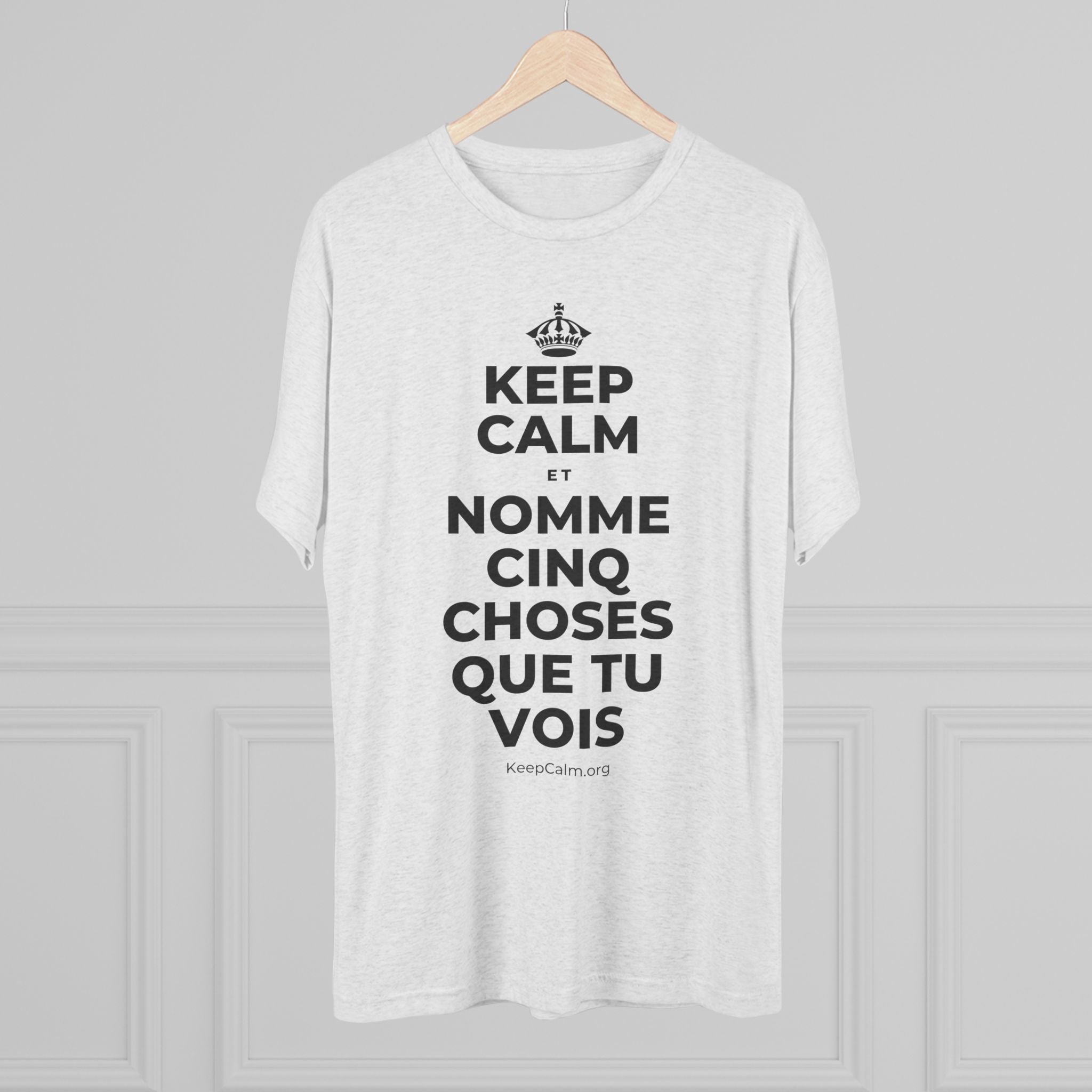 KEEP CALM ET NOMME CINQ CHOSES QUE TU VOIS Tri-Blend Tee