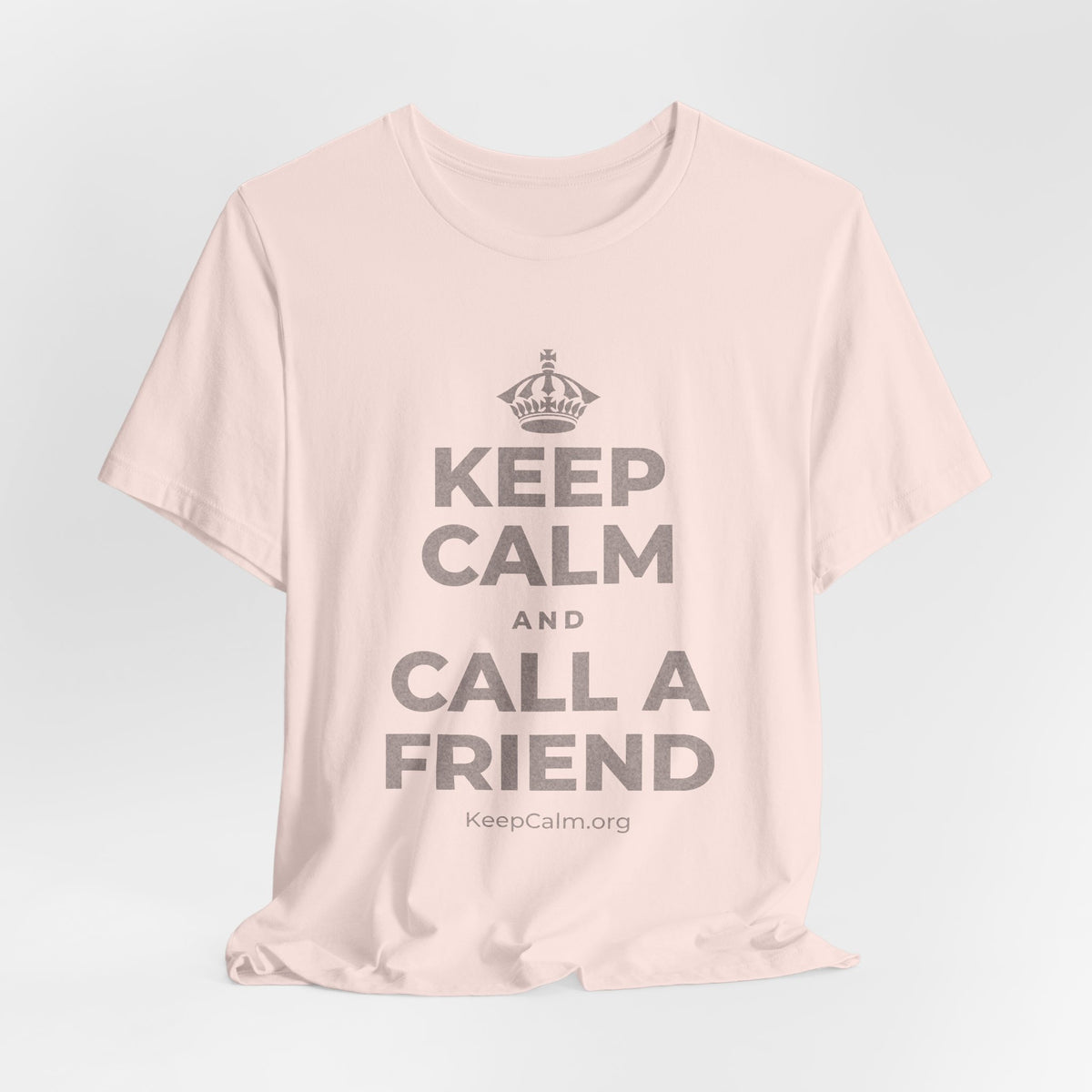 KEEP CALM AND CALL A FRIEND T-Shirt (Soft Cream–Heather Mauve)