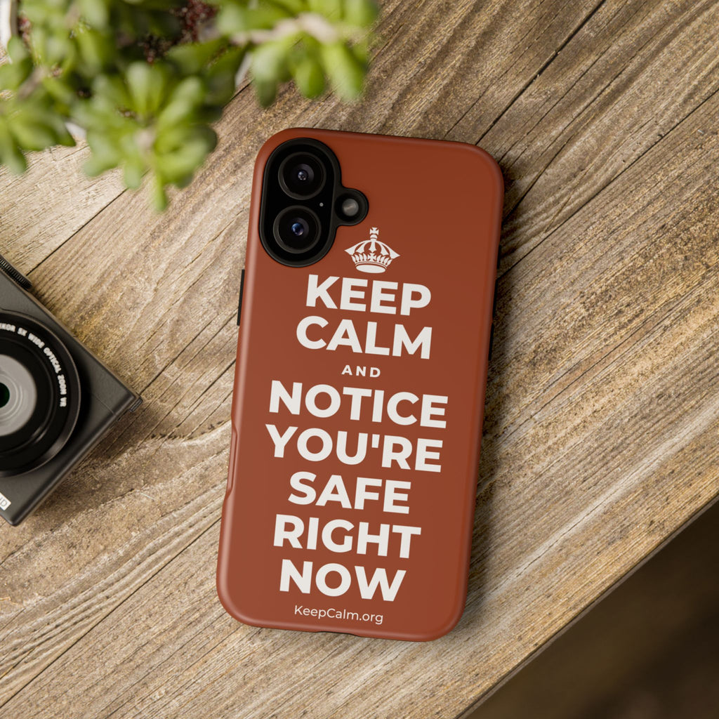 KEEP CALM AND NOTICE YOU'RE SAFE RIGHT NOW Phone Case