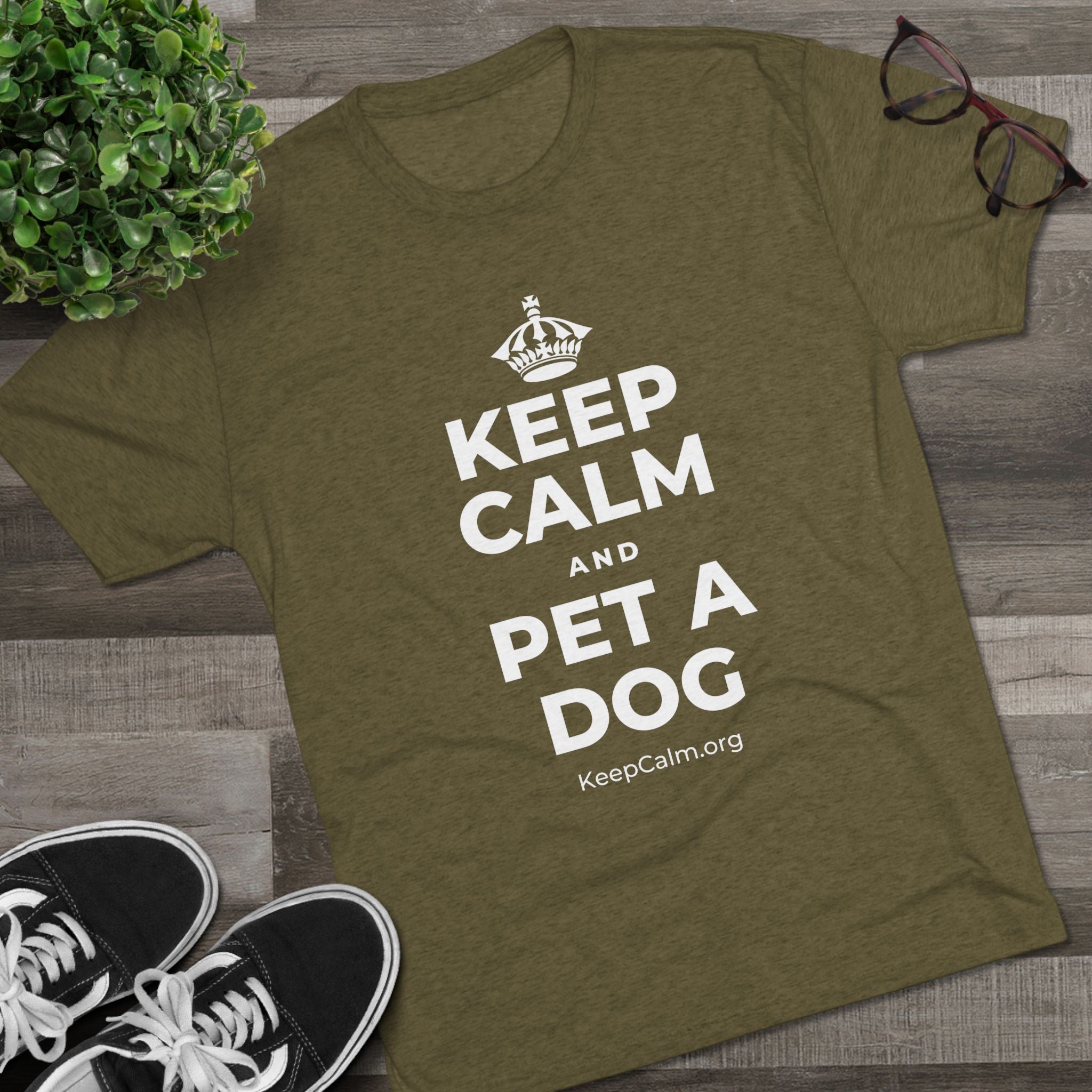 KEEP CALM AND PET A DOG Tri-Blend Tee