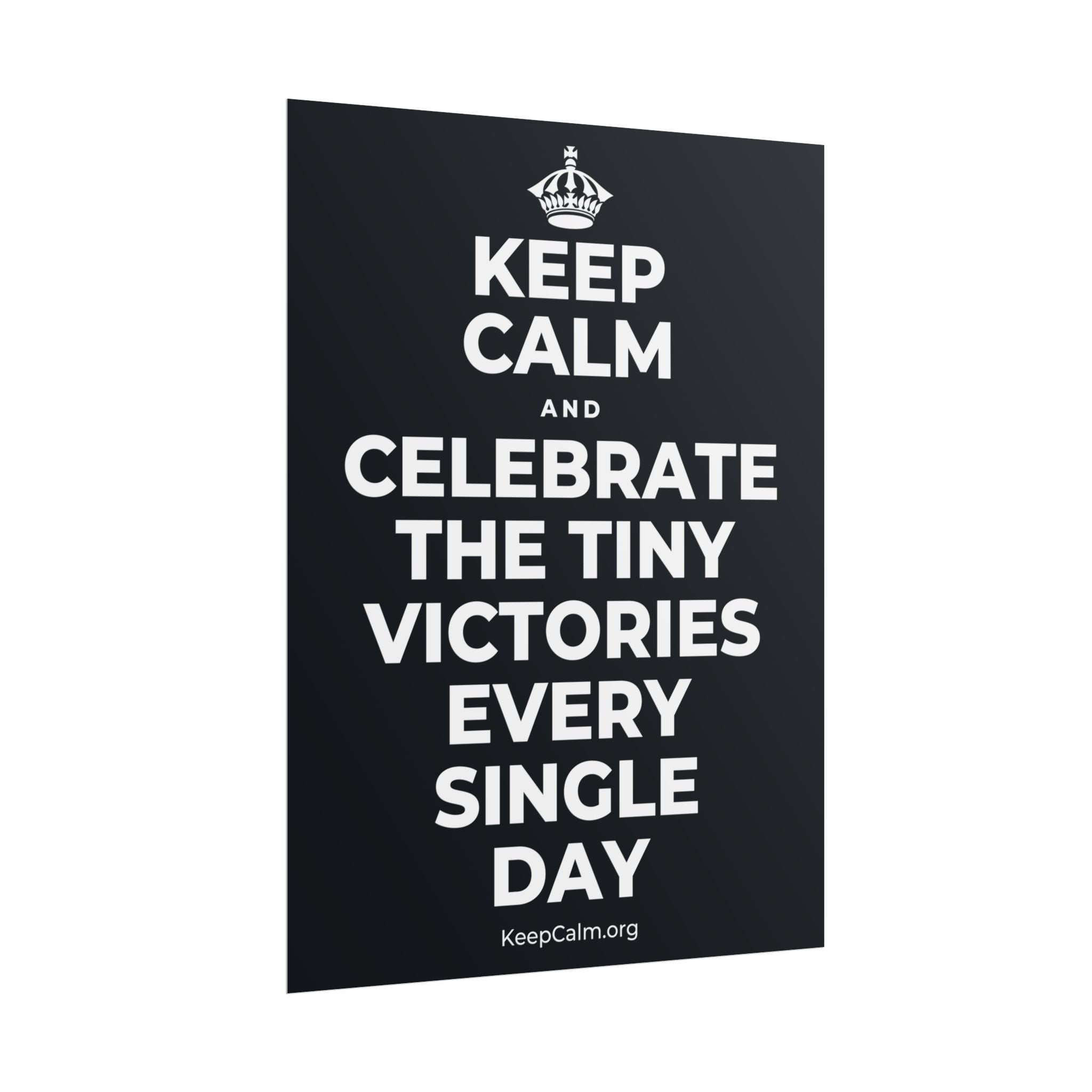 KEEP CALM AND CELEBRATE THE TINY VICTORIES EVERY SINGLE DAY Poster (Dark)