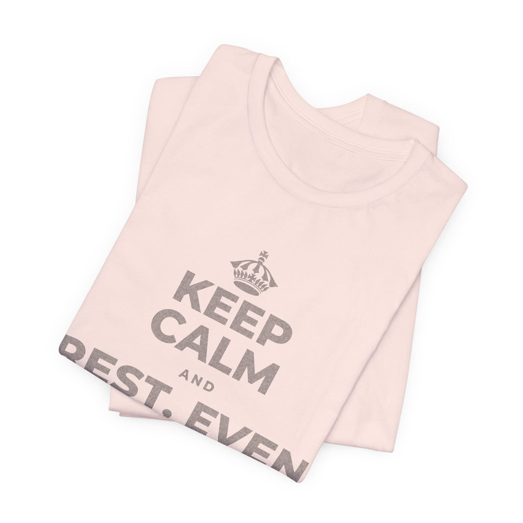 KEEP CALM AND REST, EVEN WIDE AWAKE T-Shirt (Soft Cream–Heather Mauve)