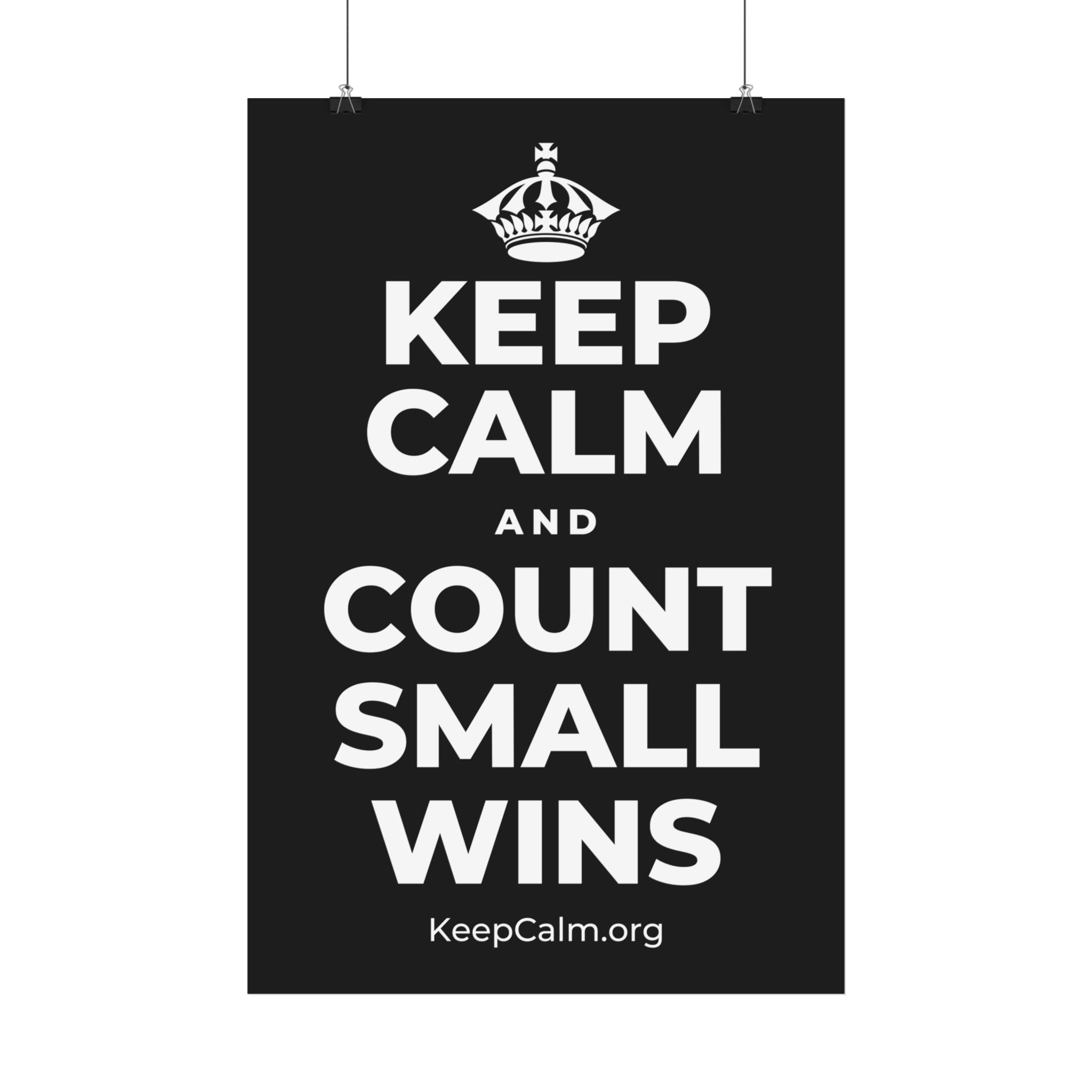 KEEP CALM AND COUNT SMALL WINS Satin Poster