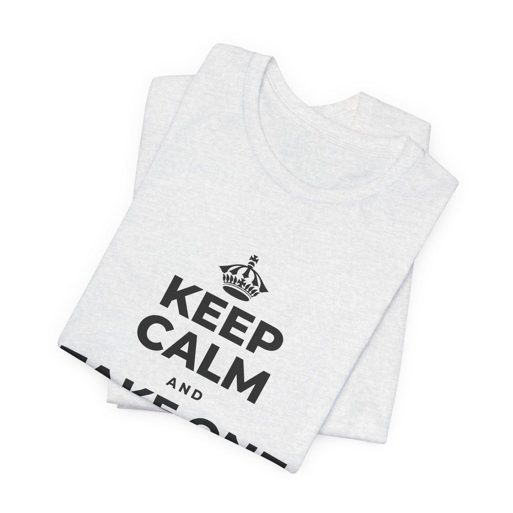 KEEP CALM AND TAKE ONE GOOD DAY AT A TIME T-Shirt (Soft Cream–Heather Mauve)