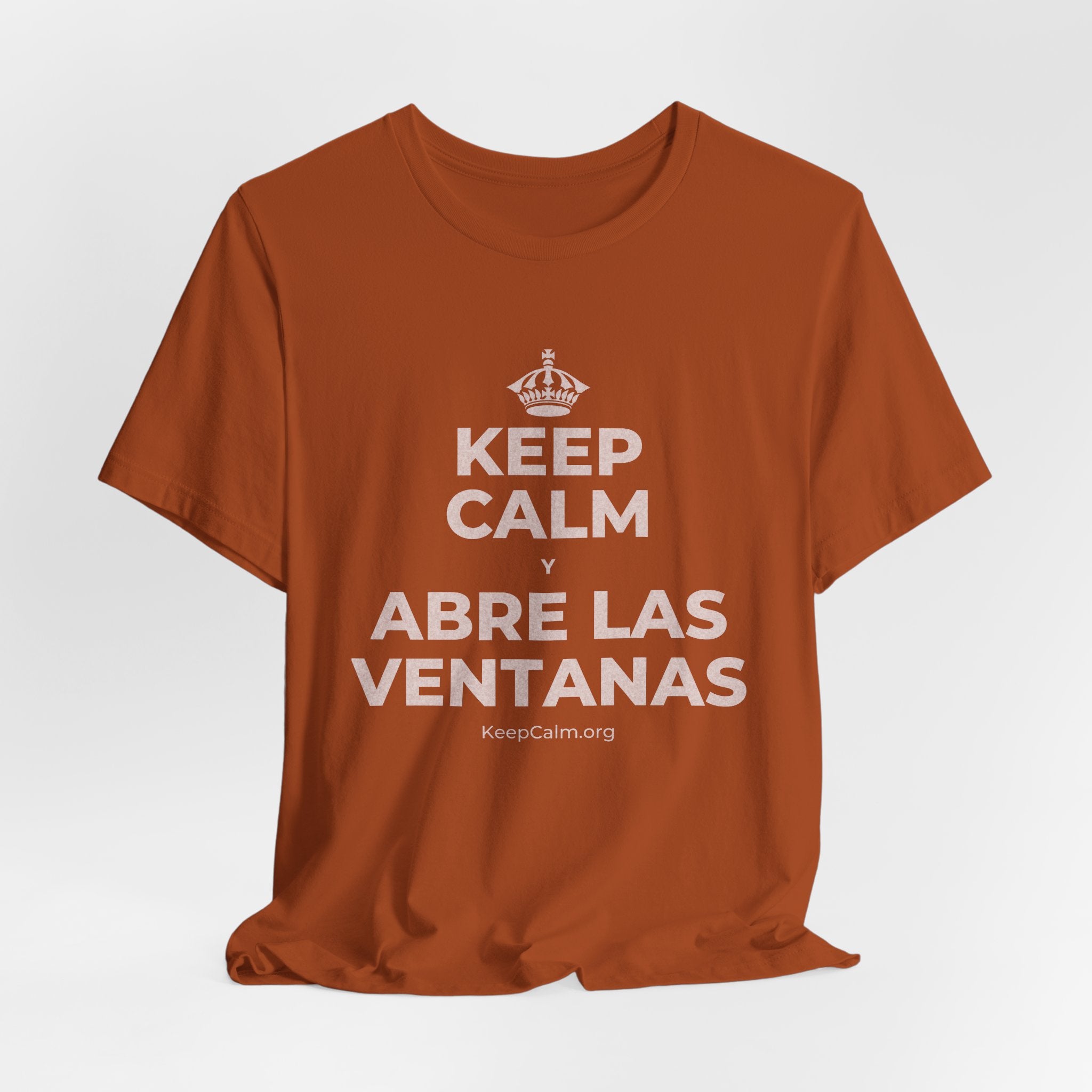 KEEP CALM Y ABRE LAS VENTANAS T-Shirt (Military Green–Autumn)