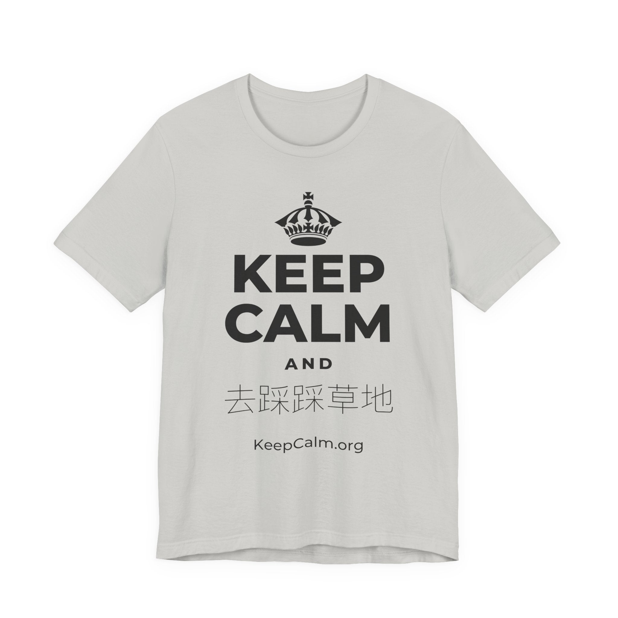 KEEP CALM AND 去踩踩草地 T-Shirt (Baby Blue–Silver)