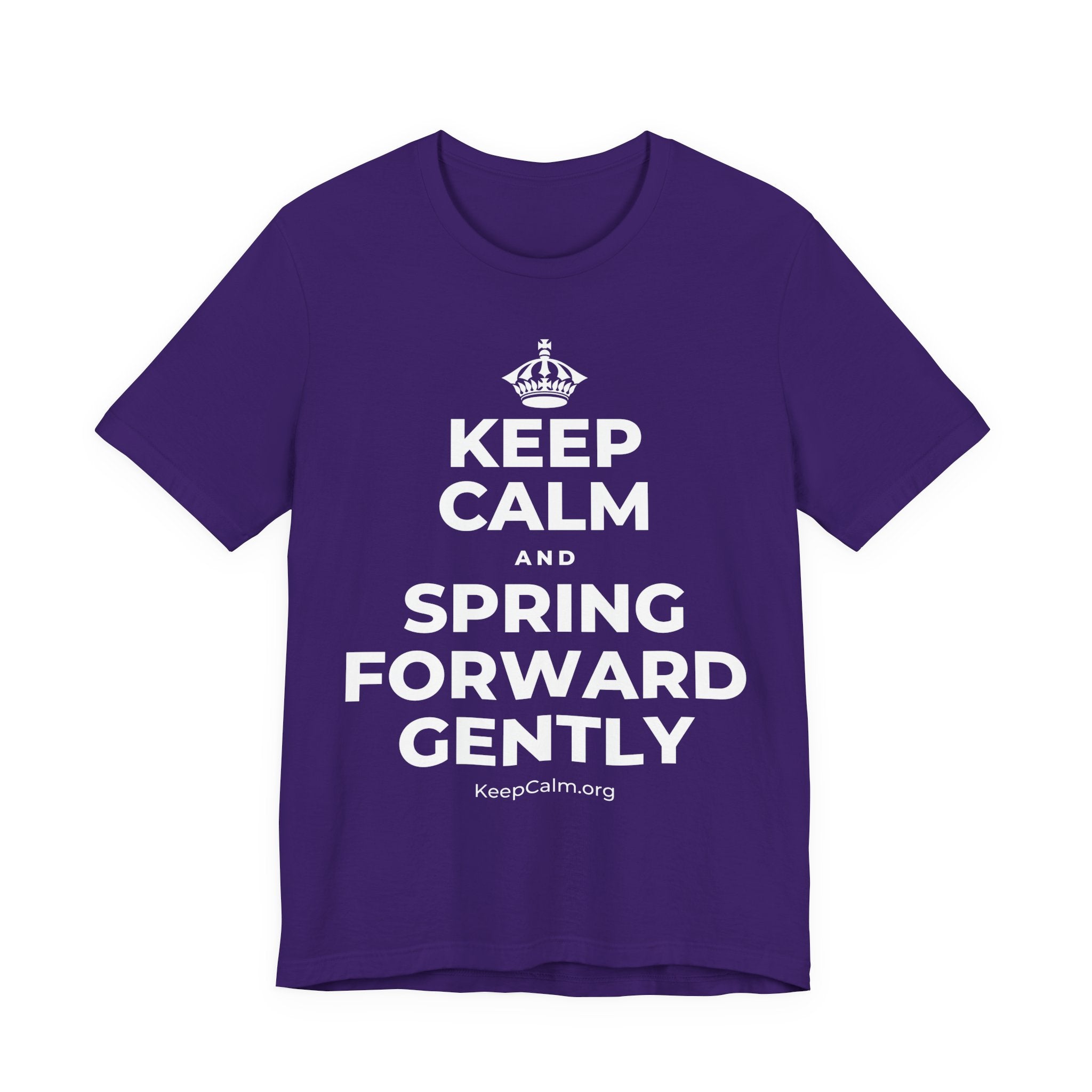 KEEP CALM AND SPRING FORWARD GENTLY T-Shirt (Soft Cream–Heather Mauve)
