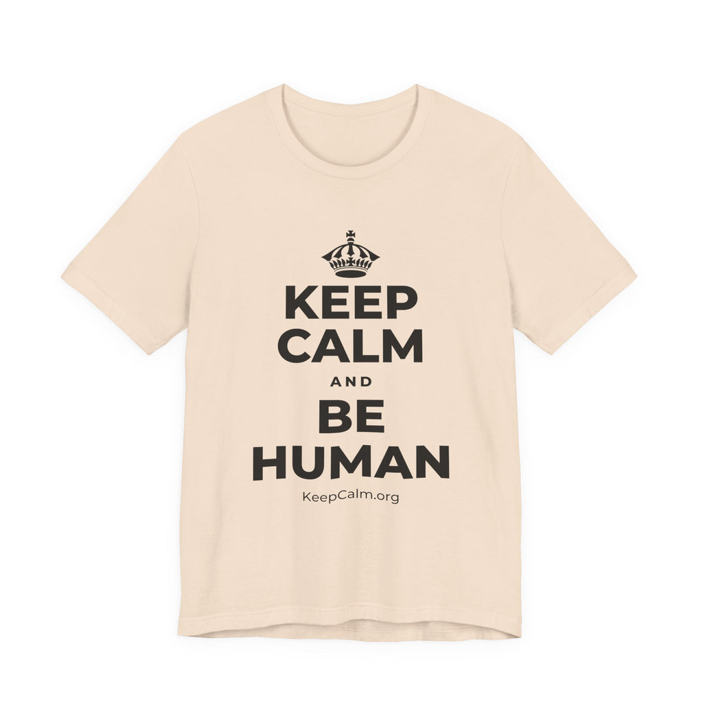 KEEP CALM AND BE HUMAN T-Shirt (Soft Cream–Heather Mauve)