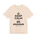 KEEP CALM AND BE HUMAN T-Shirt (Soft Cream–Heather Mauve)