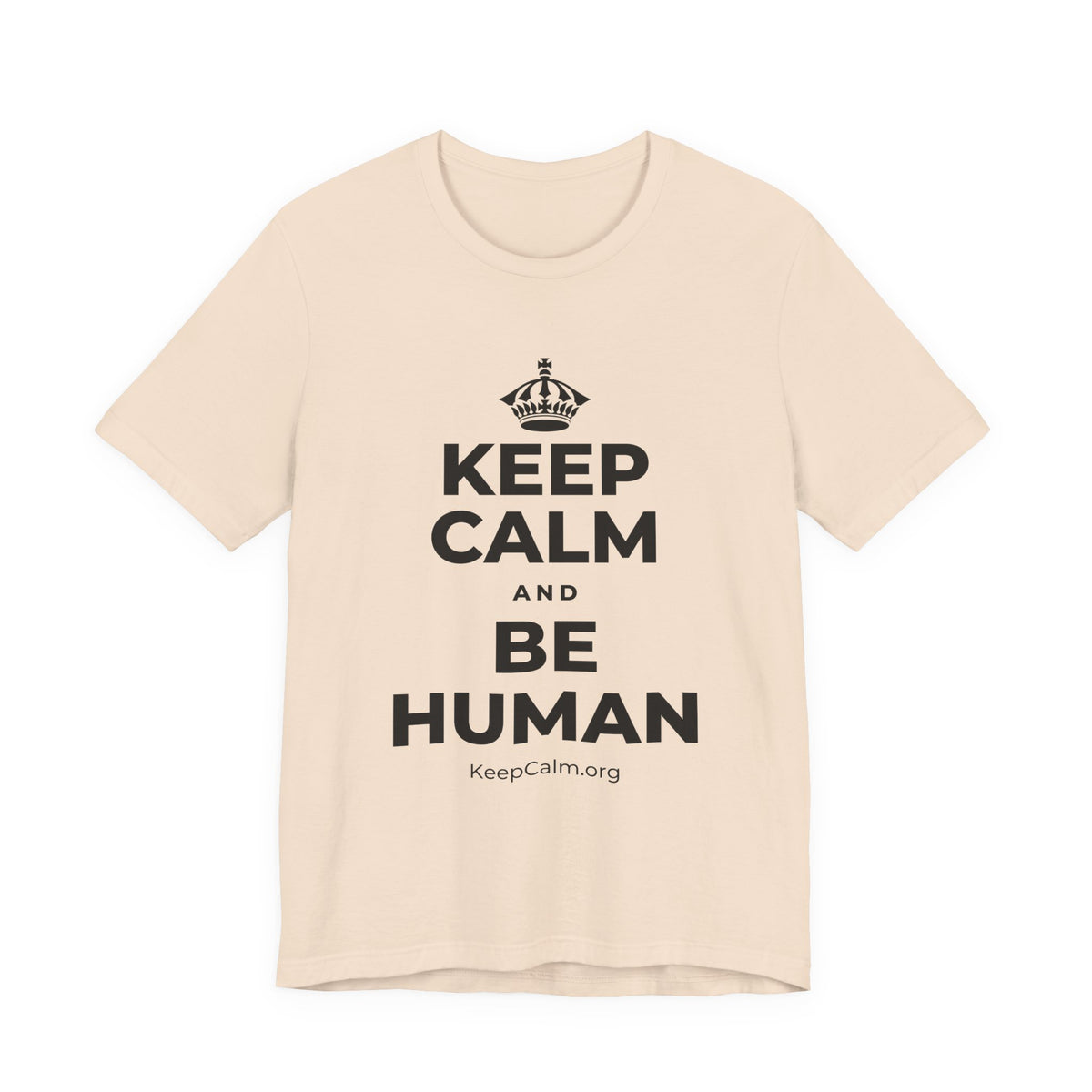 KEEP CALM AND BE HUMAN T-Shirt (Soft Cream–Heather Mauve)