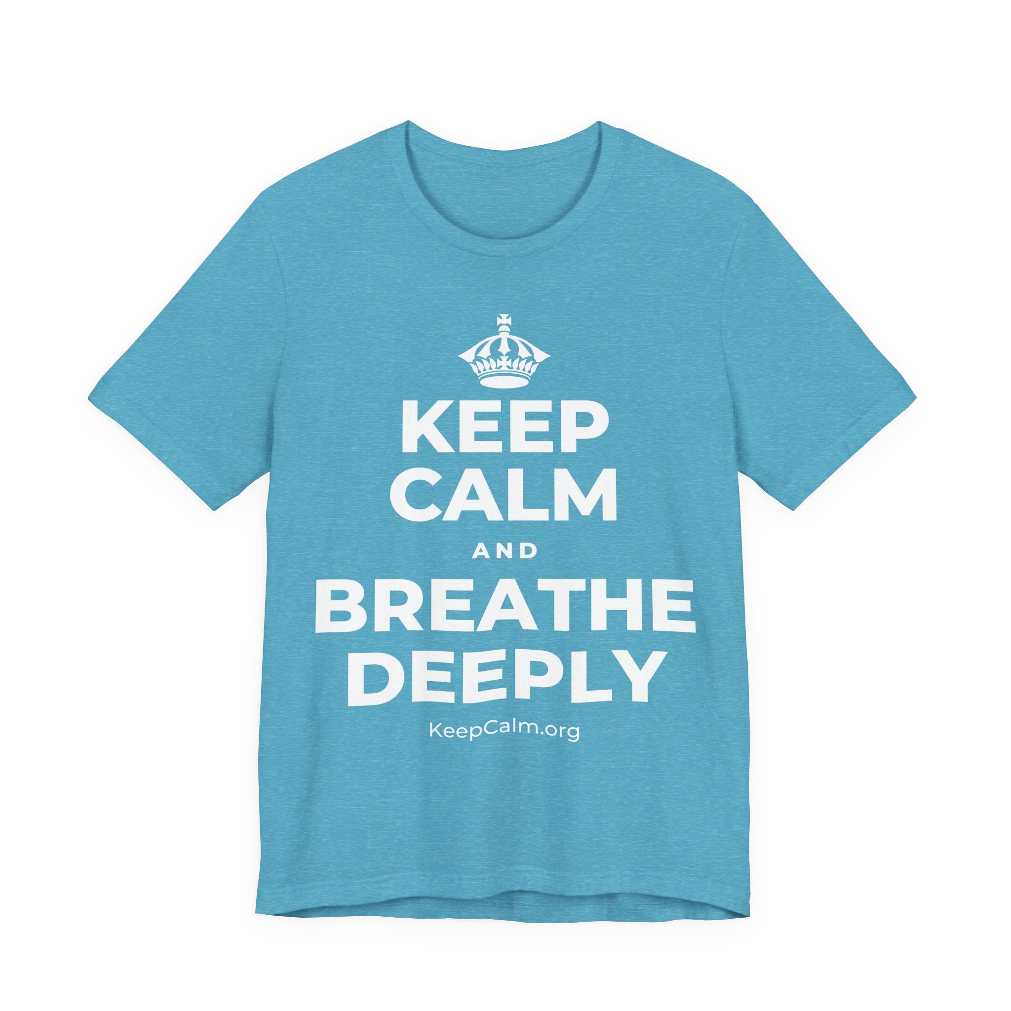 KEEP CALM AND BREATHE DEEPLY T-Shirt (Soft Cream–Heather Mauve)