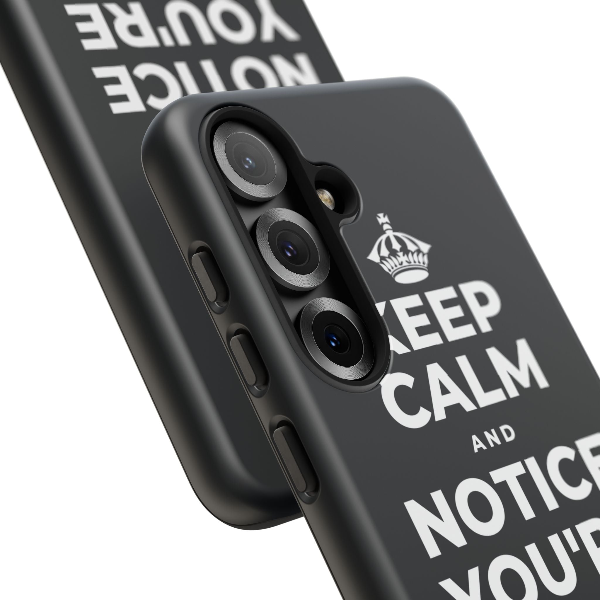 KEEP CALM AND NOTICE YOU'RE SAFE RIGHT NOW Phone Case (Dark)