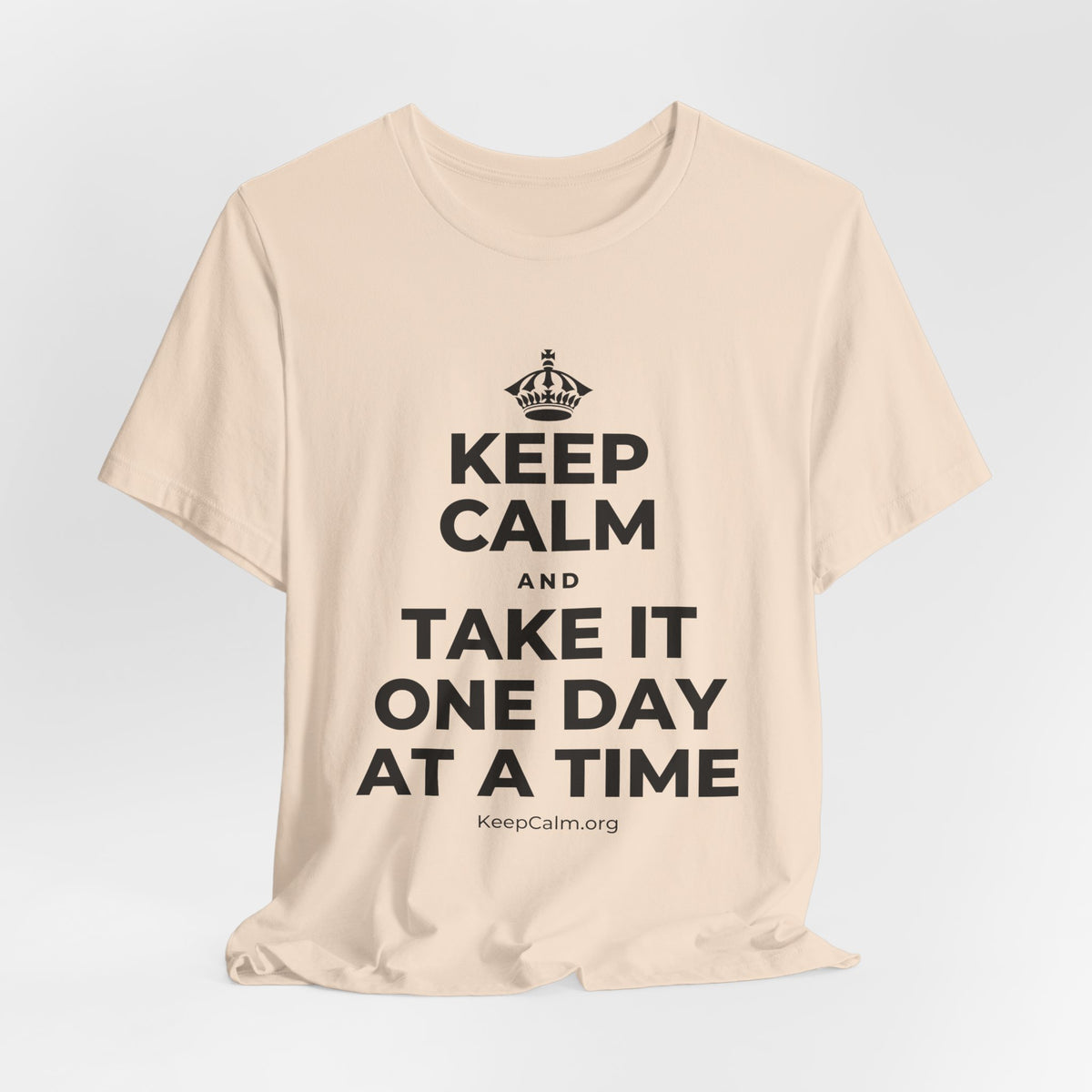 KEEP CALM AND TAKE IT ONE DAY AT A TIME T-Shirt (Soft Cream–Heather Mauve)