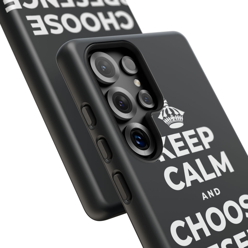 KEEP CALM AND CHOOSE PRESENCE OVER PRESENTS Phone Case (Dark)
