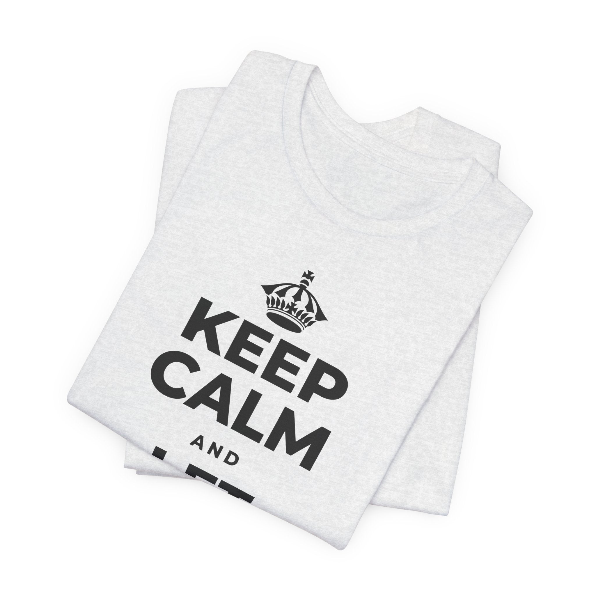 KEEP CALM AND LET PEOPLE IN T-Shirt (Soft Cream–Heather Mauve)