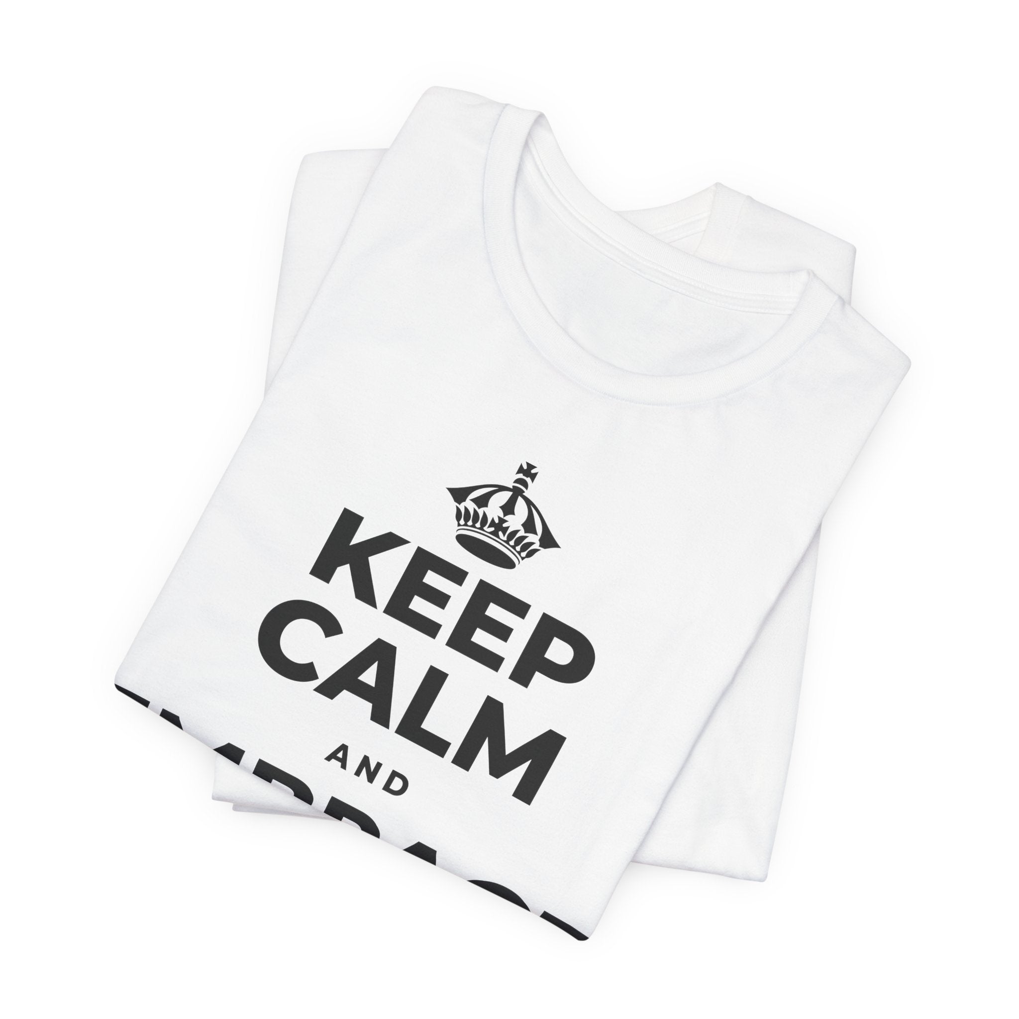 KEEP CALM AND EMBRACE THE CHANGE T-Shirt (White–Asphalt)