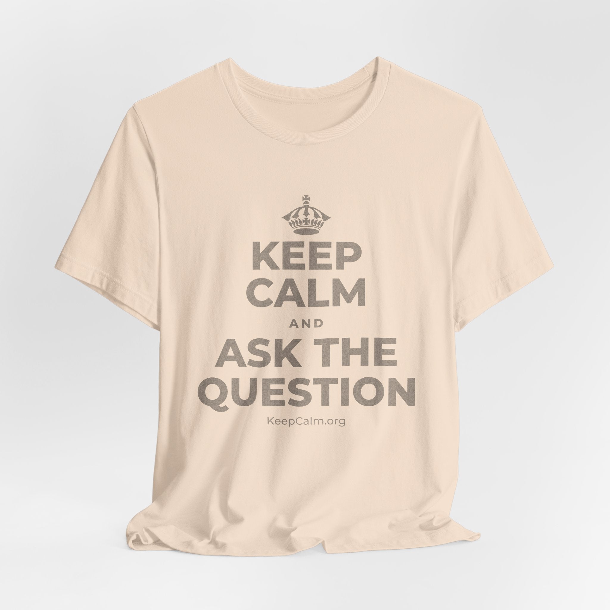 KEEP CALM AND ASK THE QUESTION T-Shirt (Soft Cream–Heather Mauve)