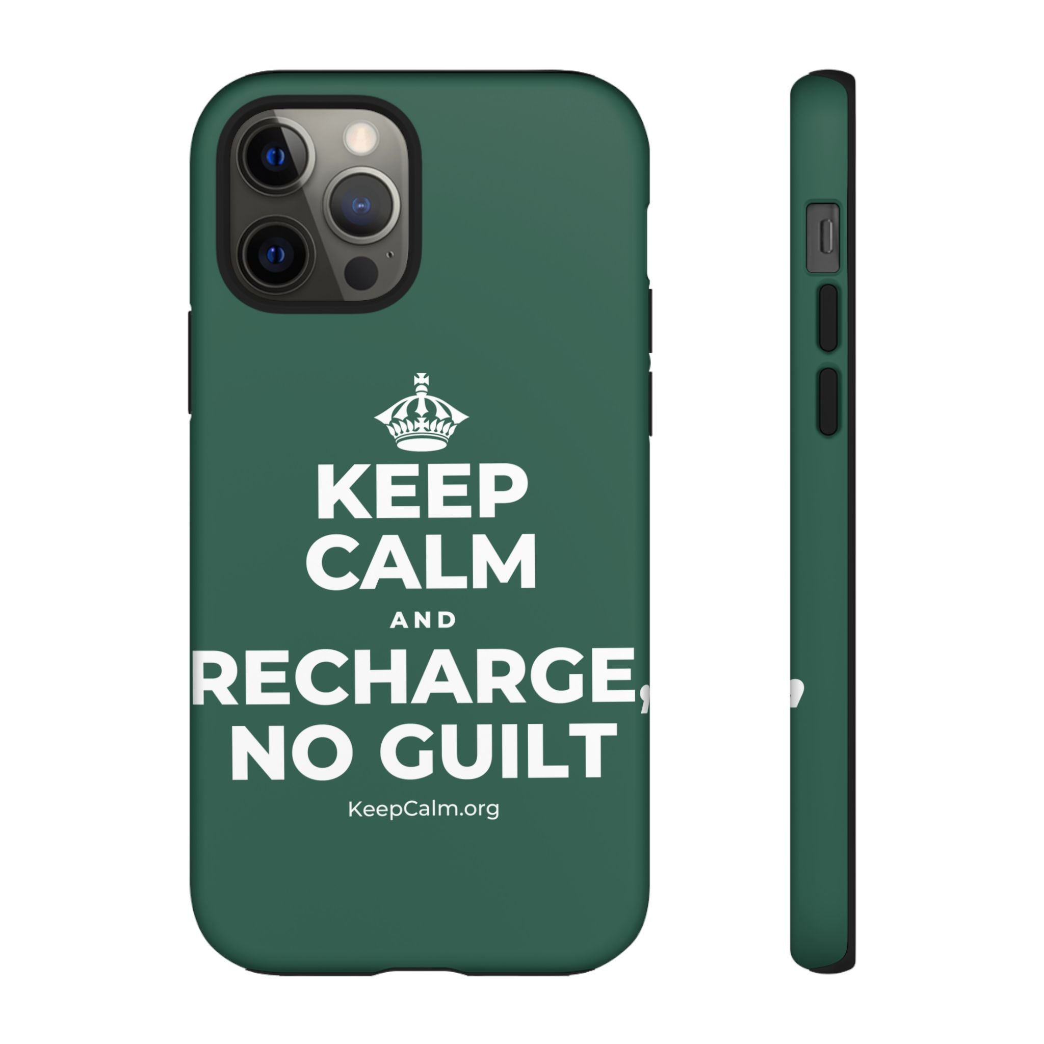 KEEP CALM AND RECHARGE, NO GUILT Phone Case
