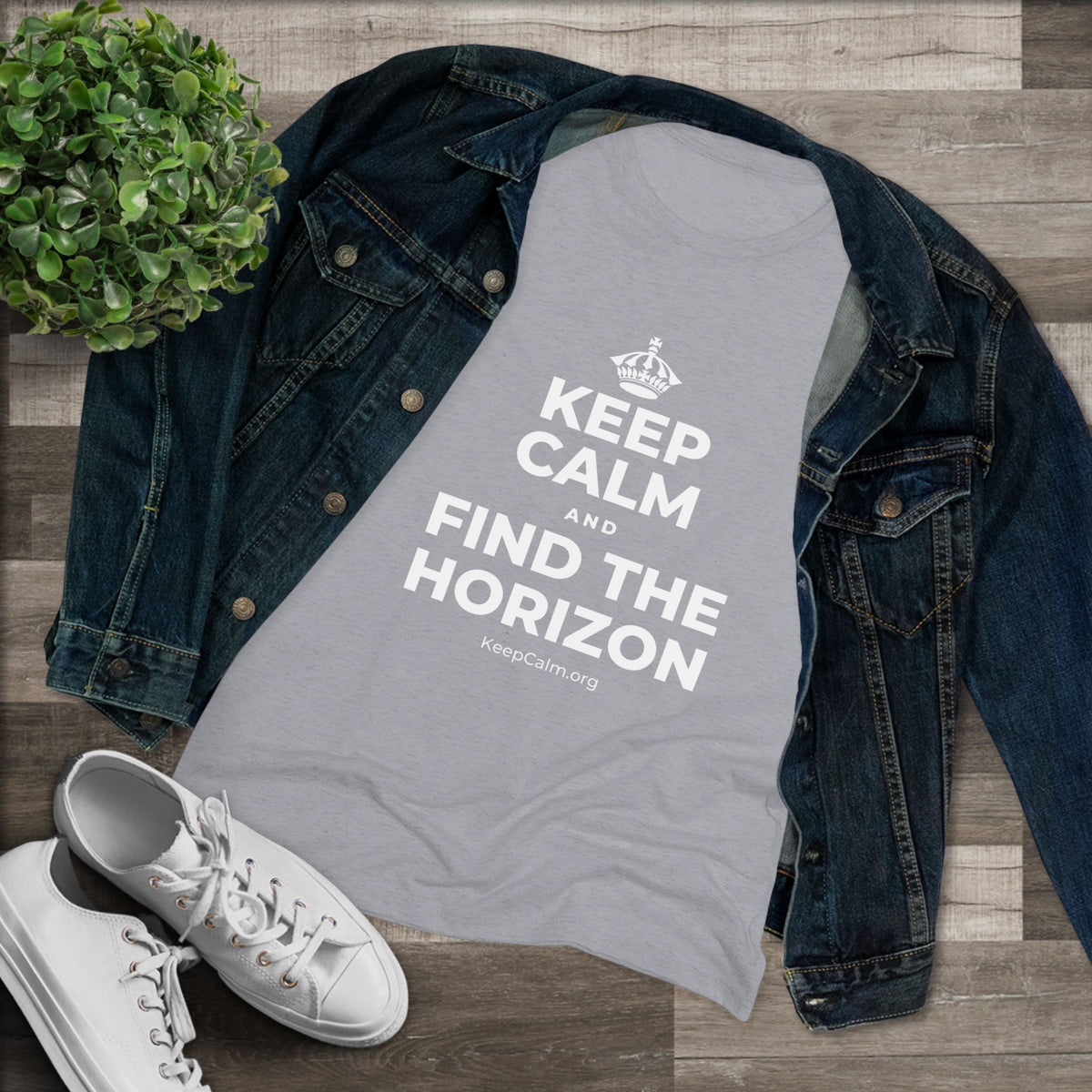 KEEP CALM AND FIND THE HORIZON Women's Tri-Blend Tee