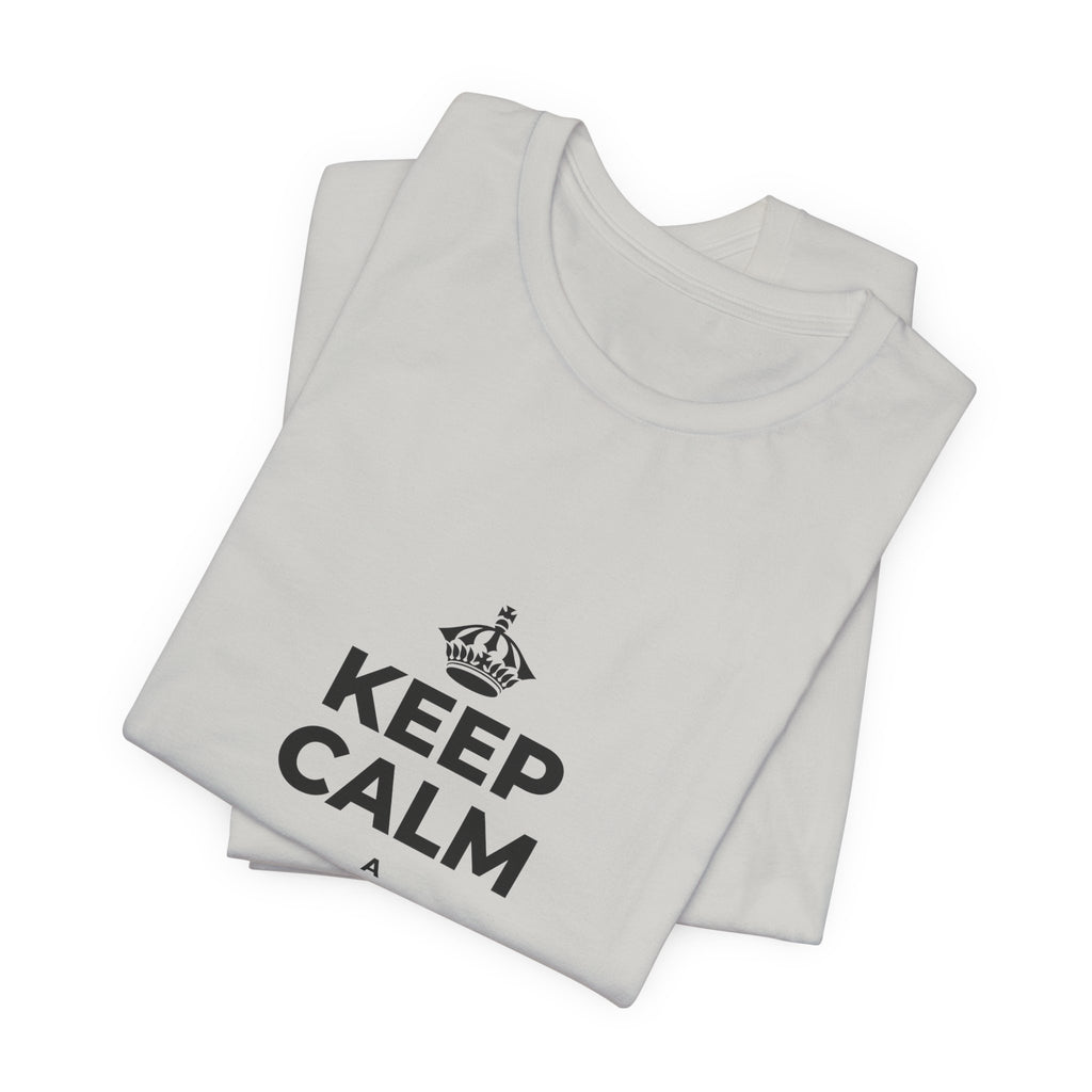 KEEP CALM A HOʻOMAHA, A LAILA KŪ T-Shirt (Baby Blue–Silver)